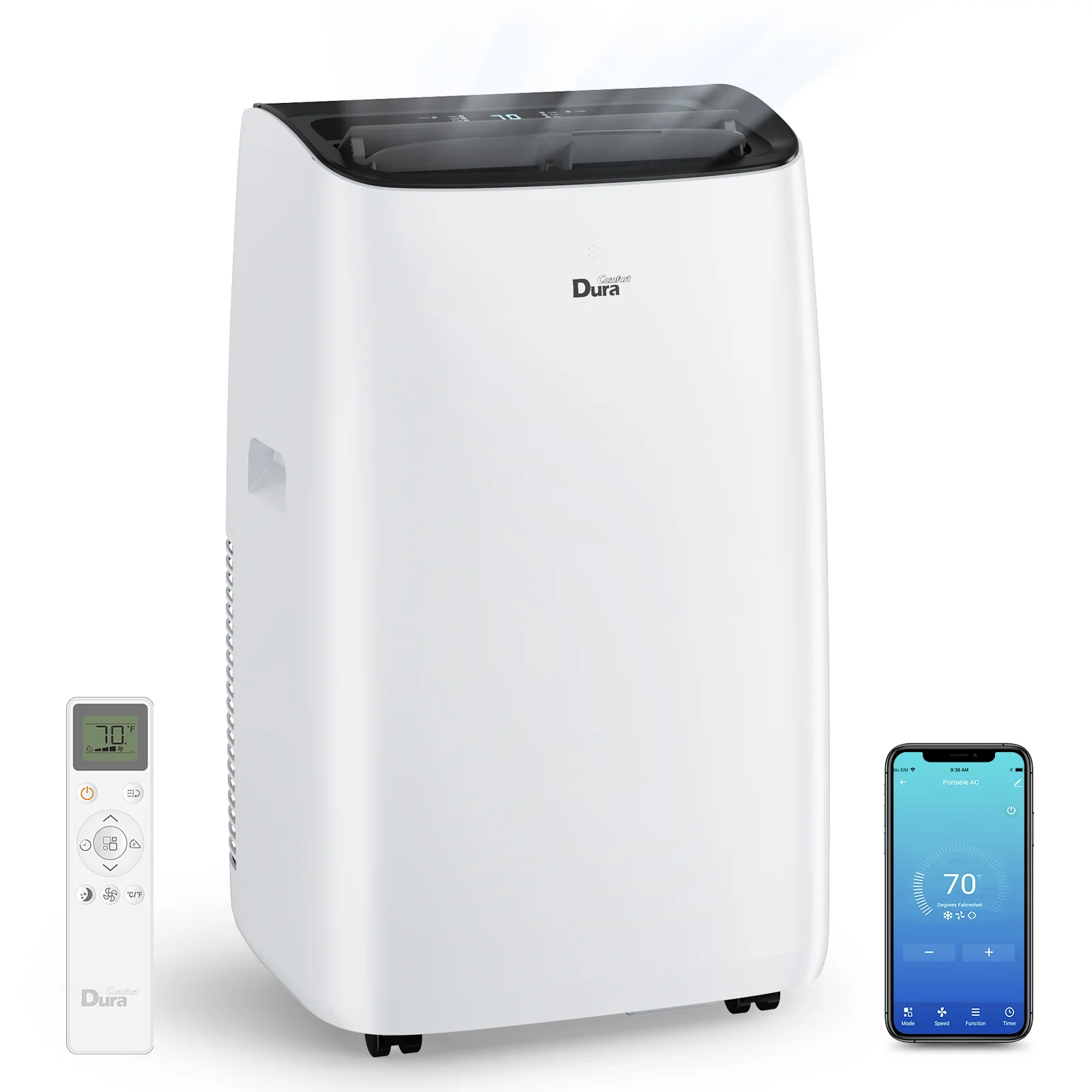 2026 DuraComfort Portable Air Conditioners, 12000 BTU(Ashrae) Quiet AC Unit, Built-in Dehumidifier and Fan Modes, White