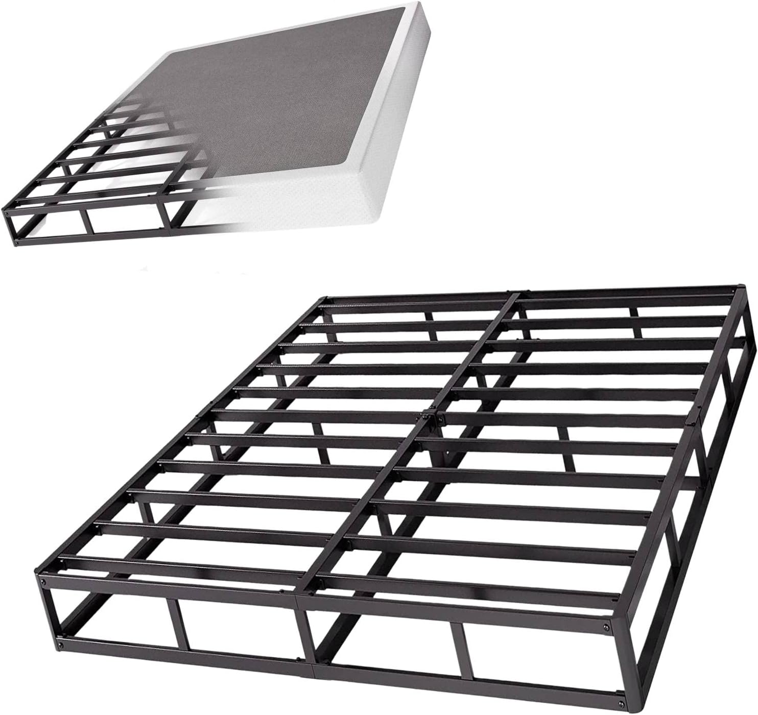 Aardhen 9 Inch High Profile King Box Spring Strong Metal Frame Mattress Foundation
