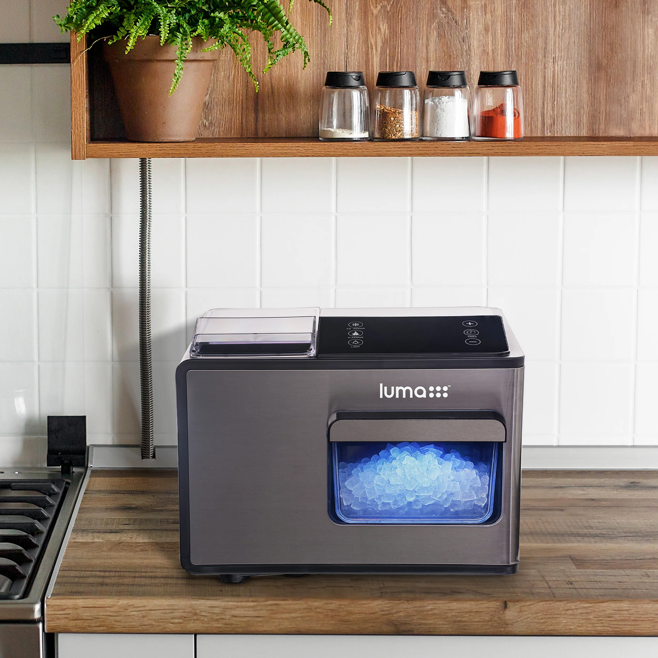 2026 Luma® Countertop Ice Maker. Nugget Ice, 44 lbs/day - Black Stainless Steel