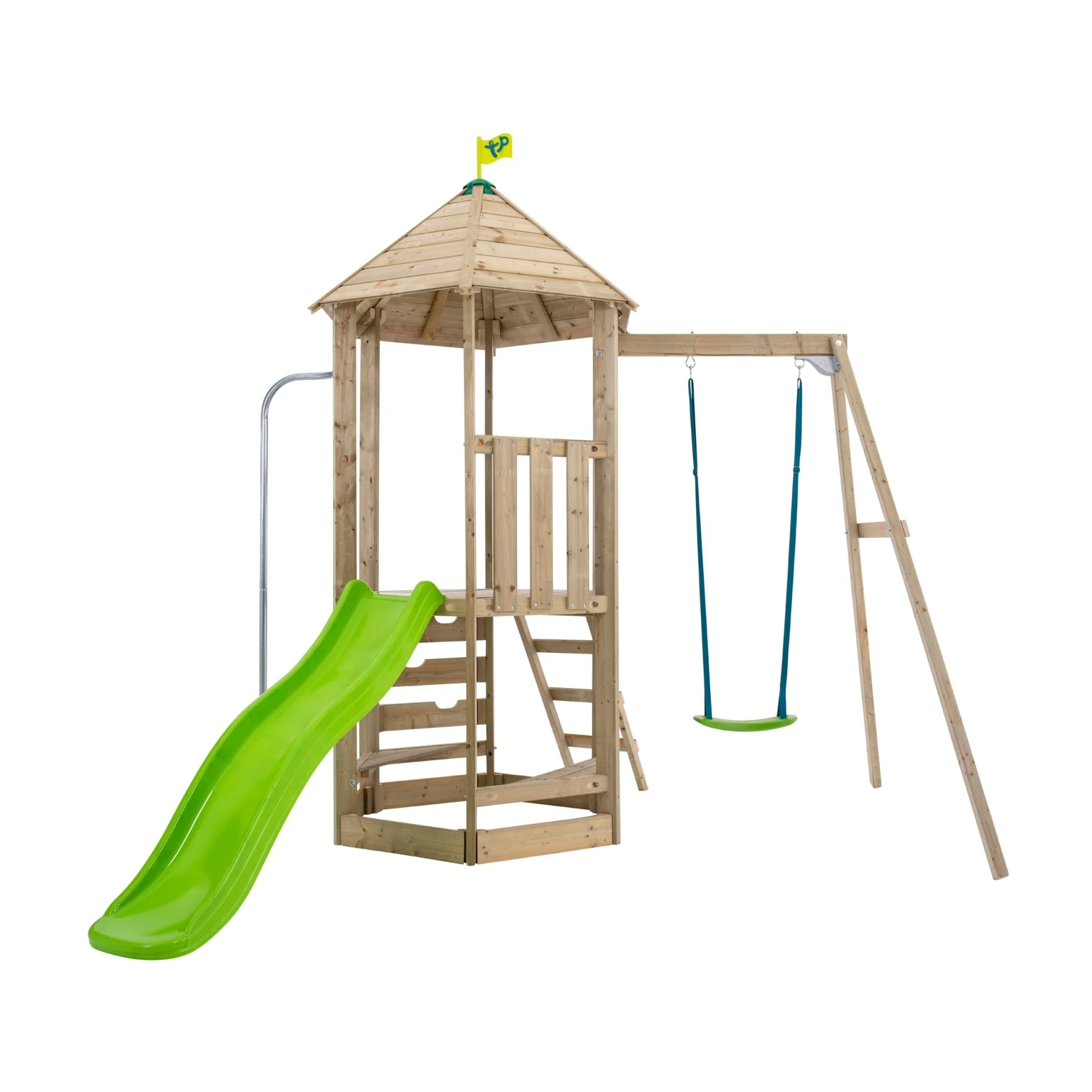 TP Castlewood Ludlow Wooden Climbing Frame with Single Swing Set & Slide - FSC® certified