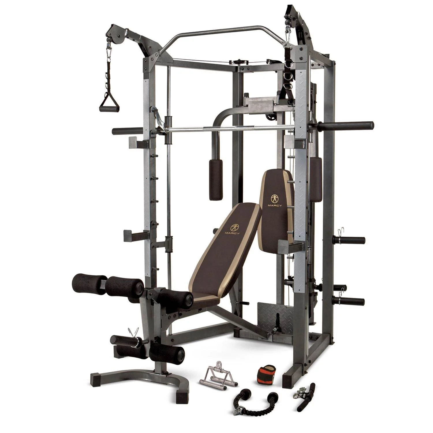 2026 Marcy Combo Heavy Duty Full Body Home Exercise Gym Equipment, Gray/Brown