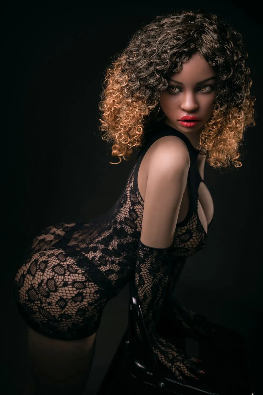 sex doll RC4.98ft /152cm  Silicone Head Black Sex Doll - Tinsle - R C