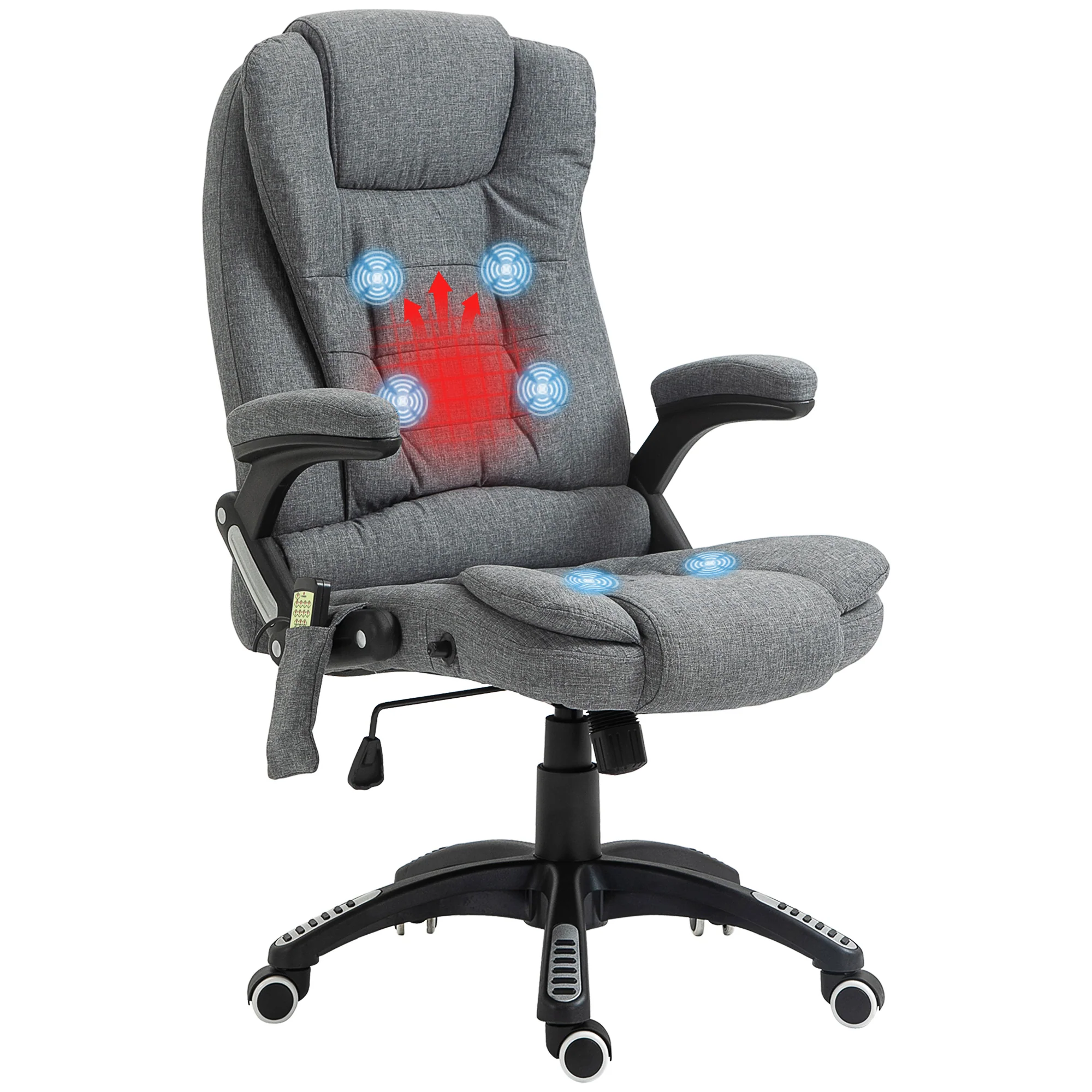 Ergonomic Desk Chair with 6-Point Massage and Back Heated, Linen-Feel Fabric, Grey
