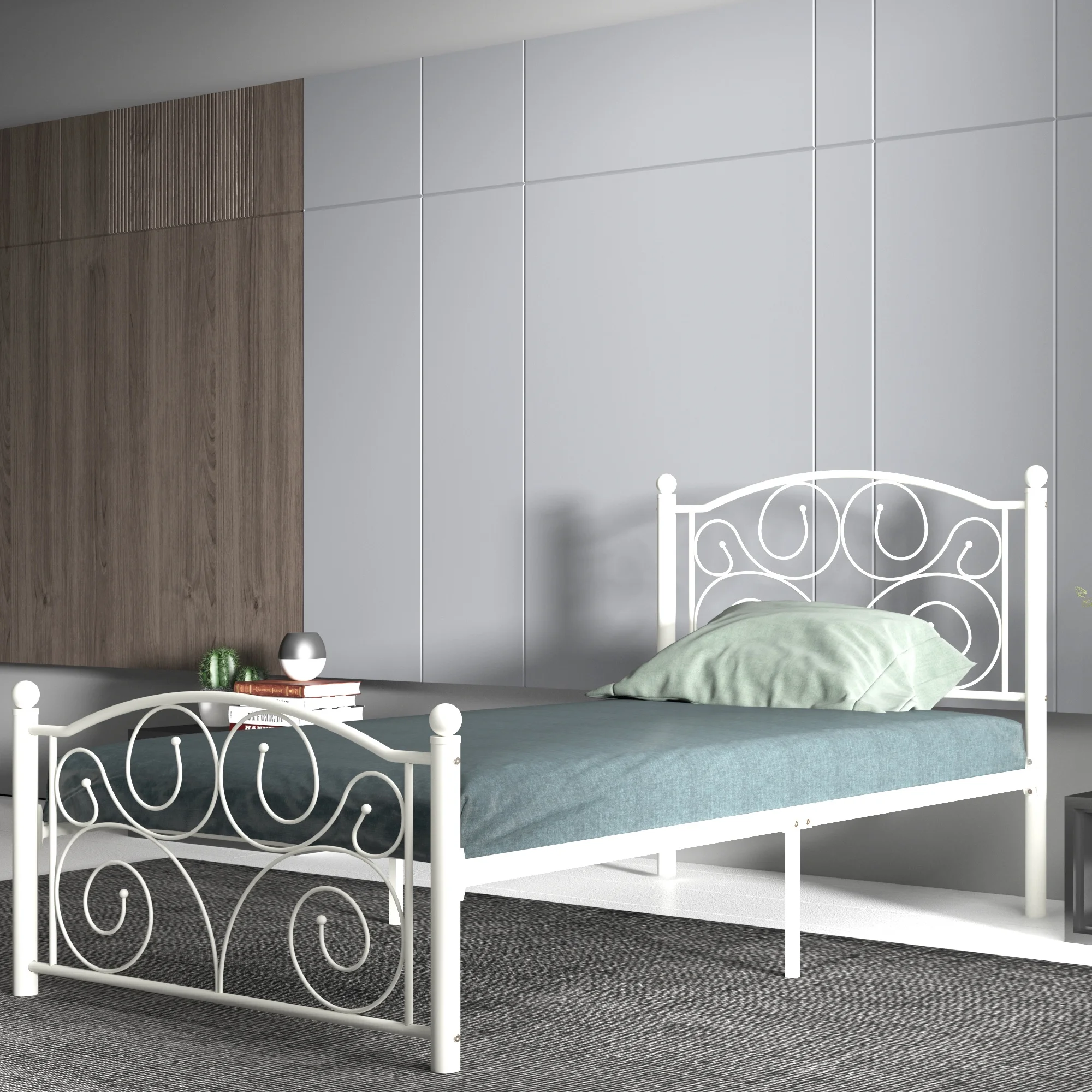 2026 Modern White Twin Size Metal Bed Frame - Upgrade Your Bedroom