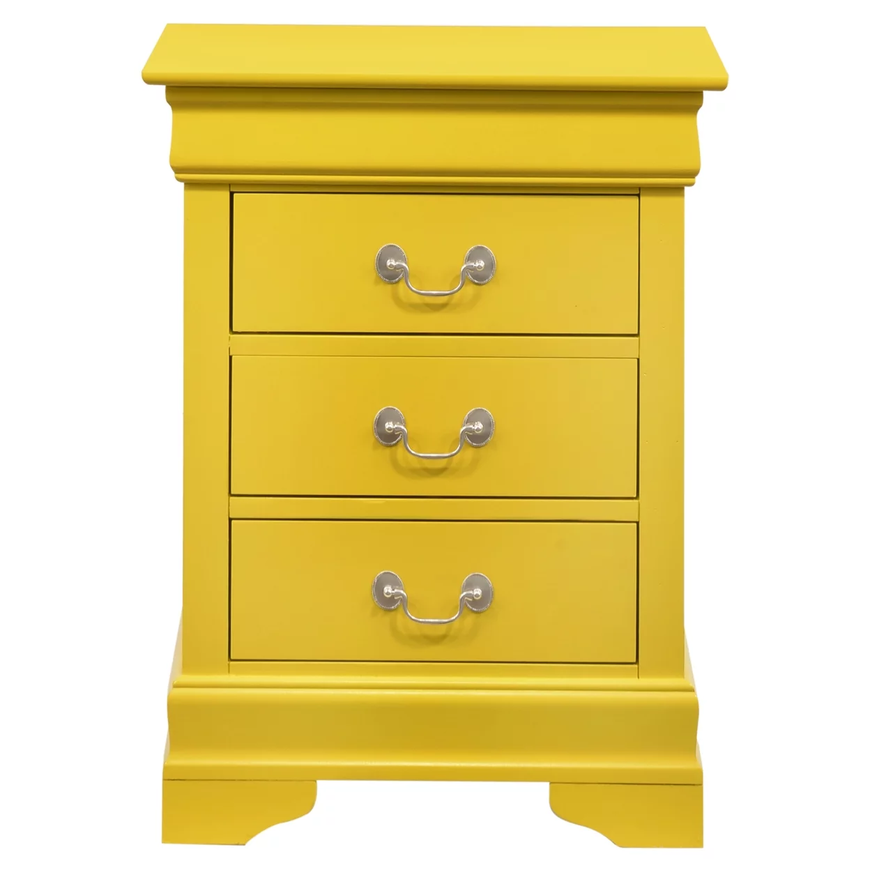 Passion Furniture Louis Philippe 3-Drawer Yellow Nightstand (29