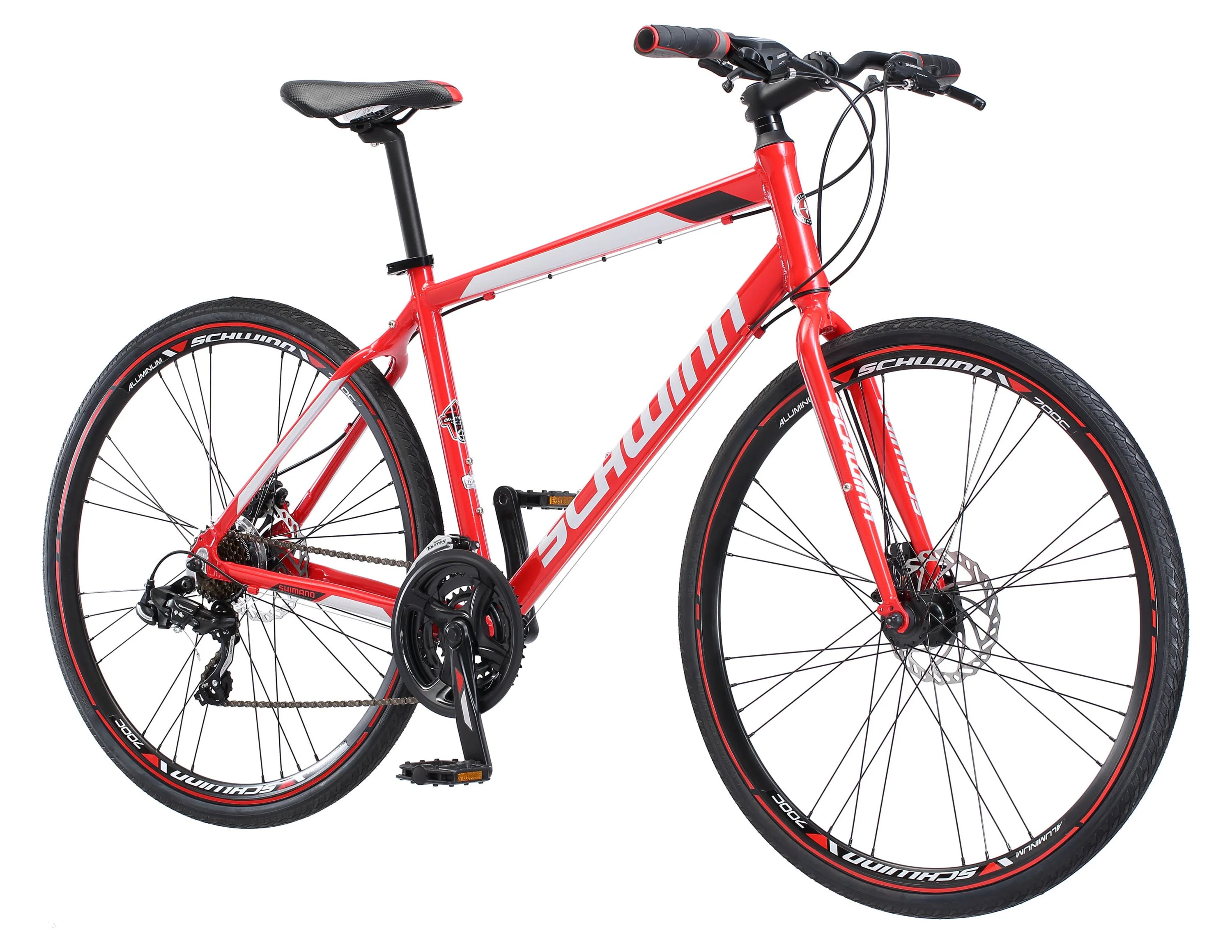 2026 Schwinn Kempo Hybrid Bike, 700c Wheels, 21 Speeds, Mens Frame, Red