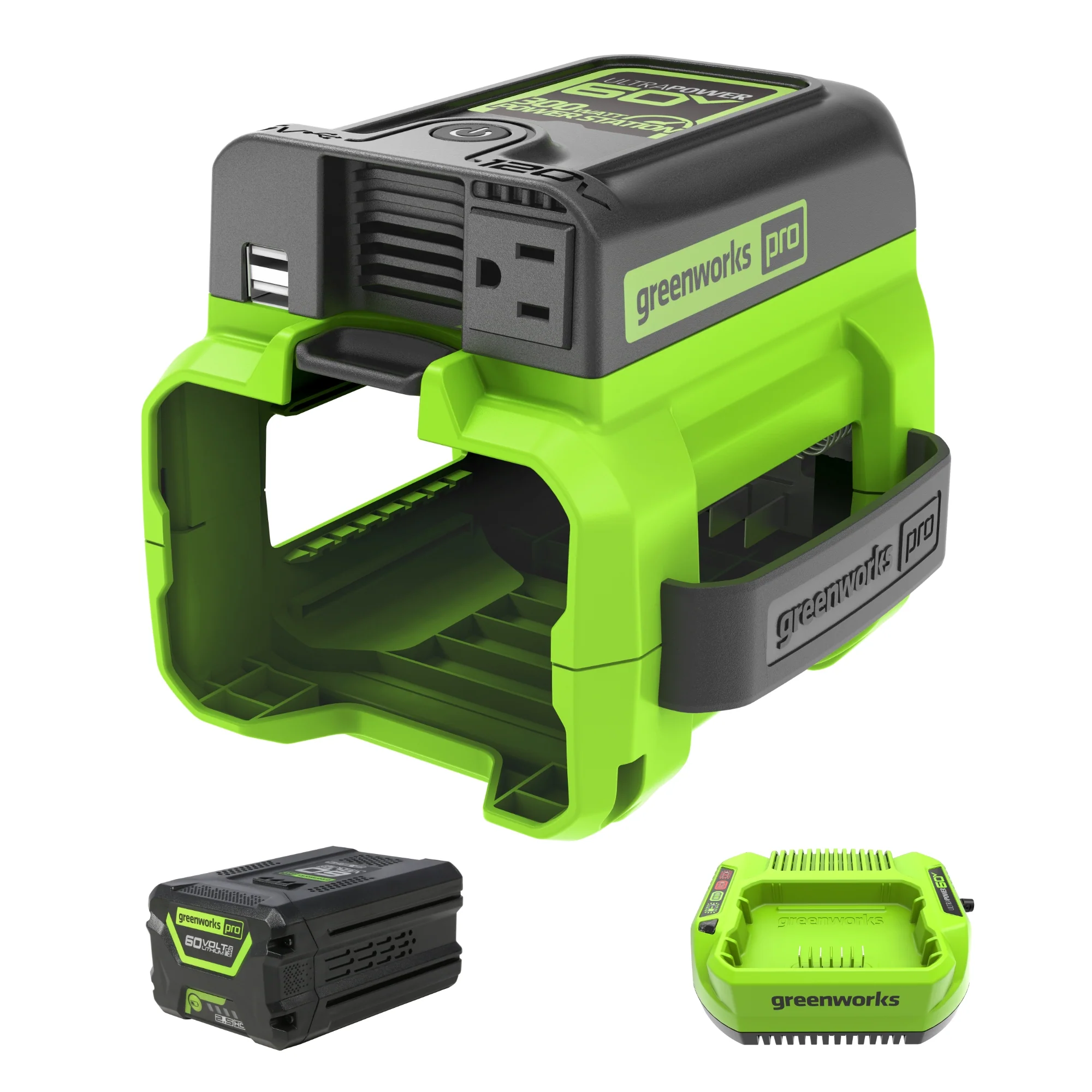 2026 60V Cordless Battery 300 Watt Power Inverter w/ 2.5Ah Battery & Charger