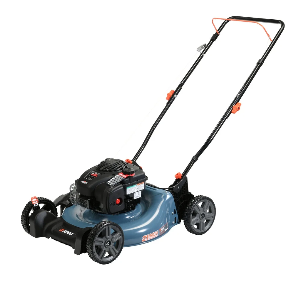 2026 SENIX 21-Inch Push Lawn Mower, 125 cc 4-Cycle Gas Powered, Mulch & Side Discharge, Dual Lever Height Adjustment, LSPG-M3