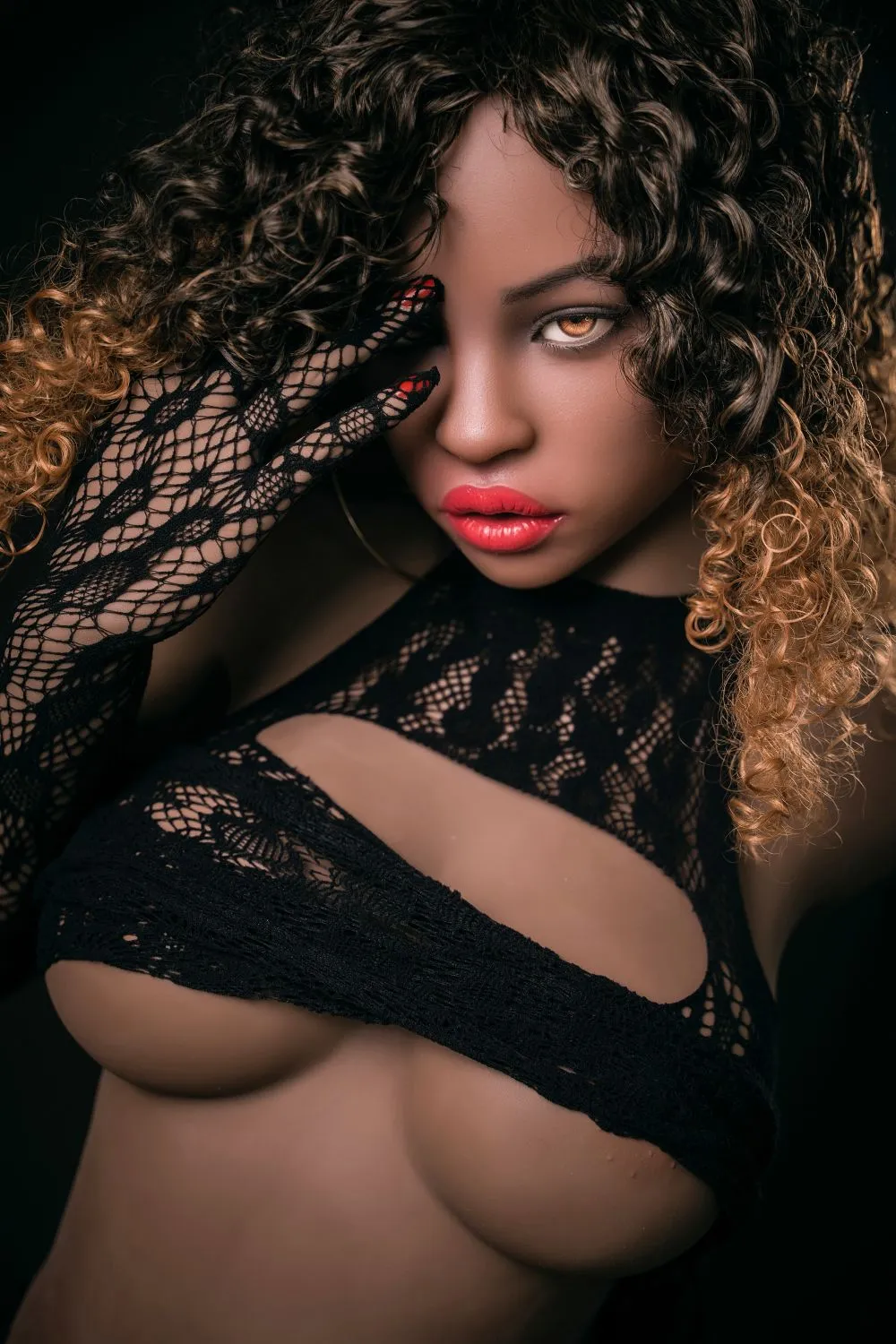 sex doll RC4.98ft /152cm  Silicone Head Black Sex Doll - Tinsle - R C