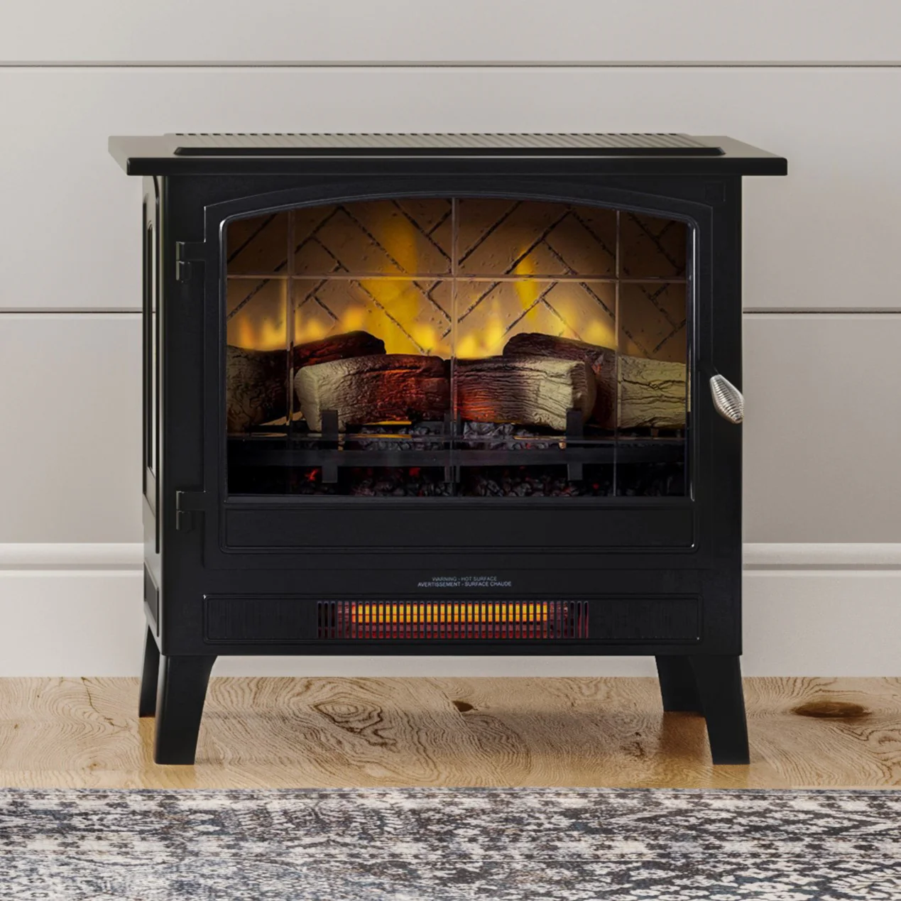 Country Living Black Infrared Electric Fireplace Stove Heater