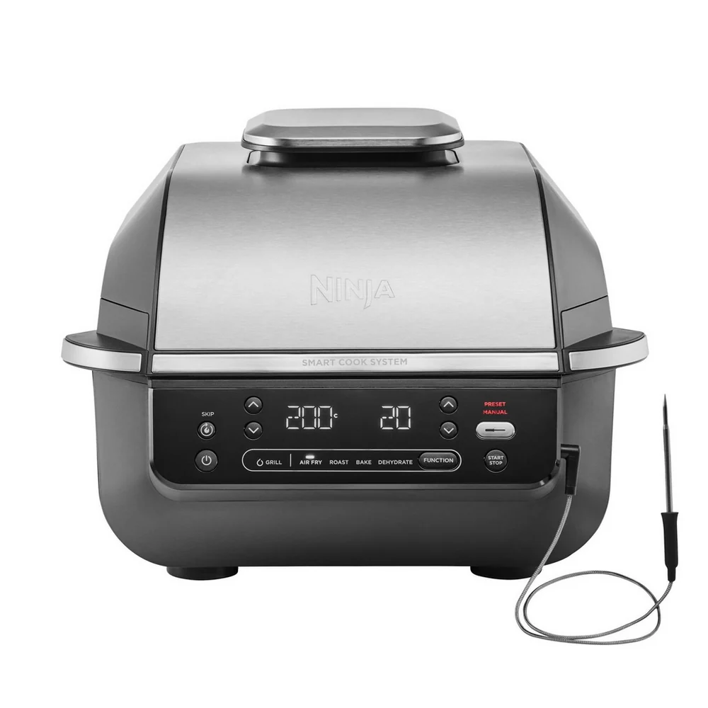 2026 Ninja EG351UK 5-in-1 Grill and Air Fryer 5.7L with Digital Cooking Probe - Black and Silver
