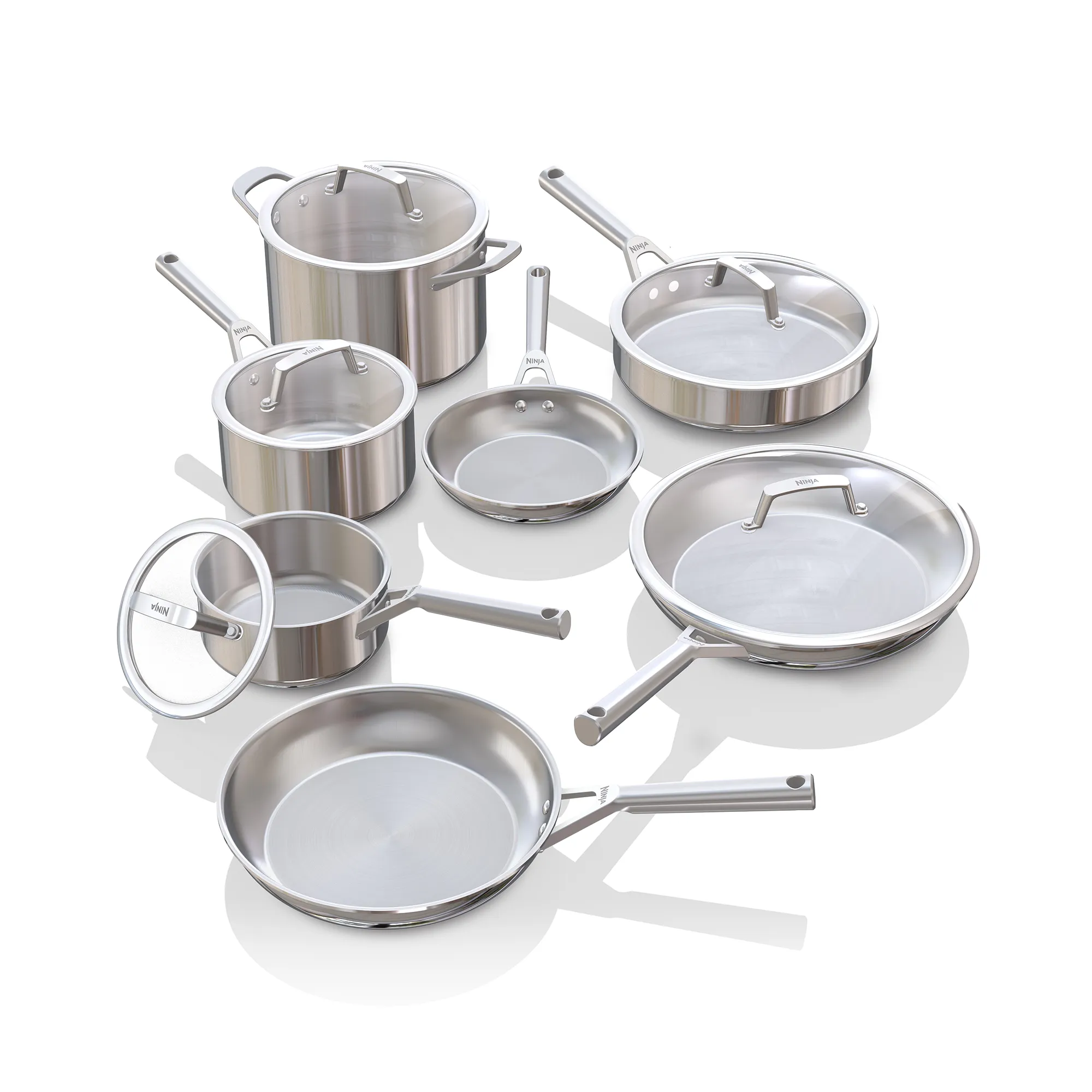 Ninja EverClad™ Commercial Grade Tri-Ply Stainless Steel Cookware – Durable, Warp-Resistant Professional Performance