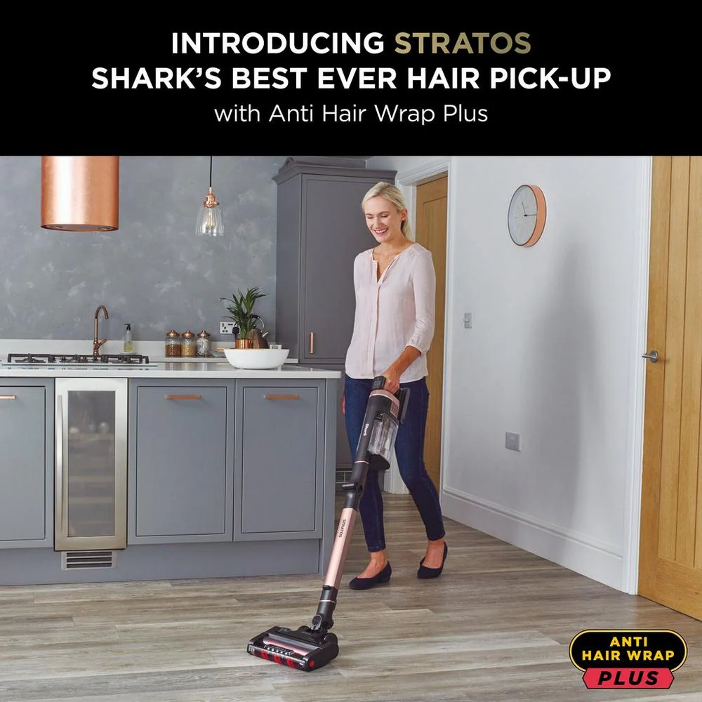 Shark IZ400UK Stratos Anti Hair Wrap Plus Cordless Stick Vacuum Cleaner Charcoal Grey and Rose Gold - CLEARANCE