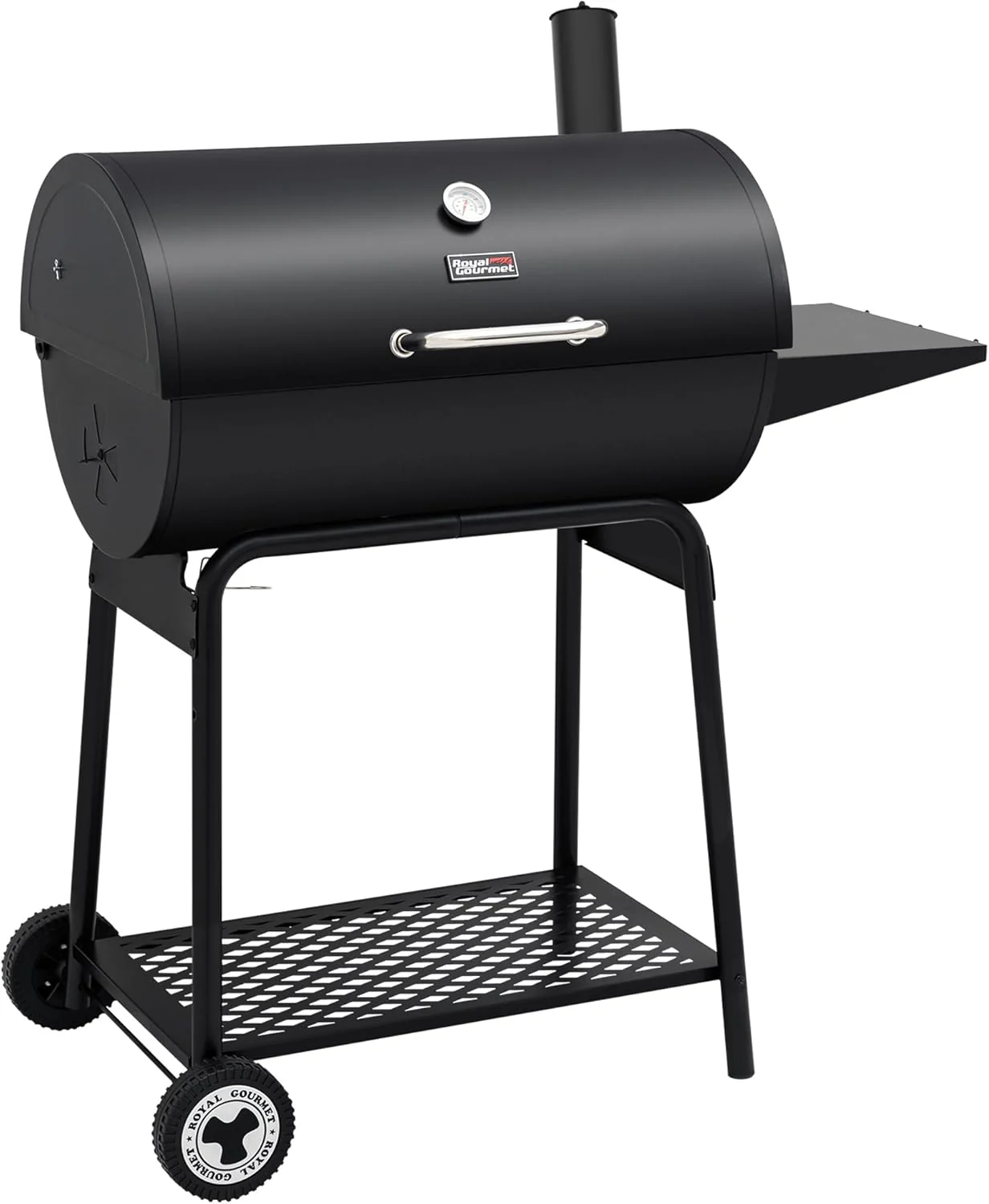 2026 Royal Gourmet CC1830 30 Inch Barrel Charcoal Grill with Side Table, Outdoor BBQ Grill with 627 Sq. In. Cooking Space for Backyard, Patio and Parties, Black