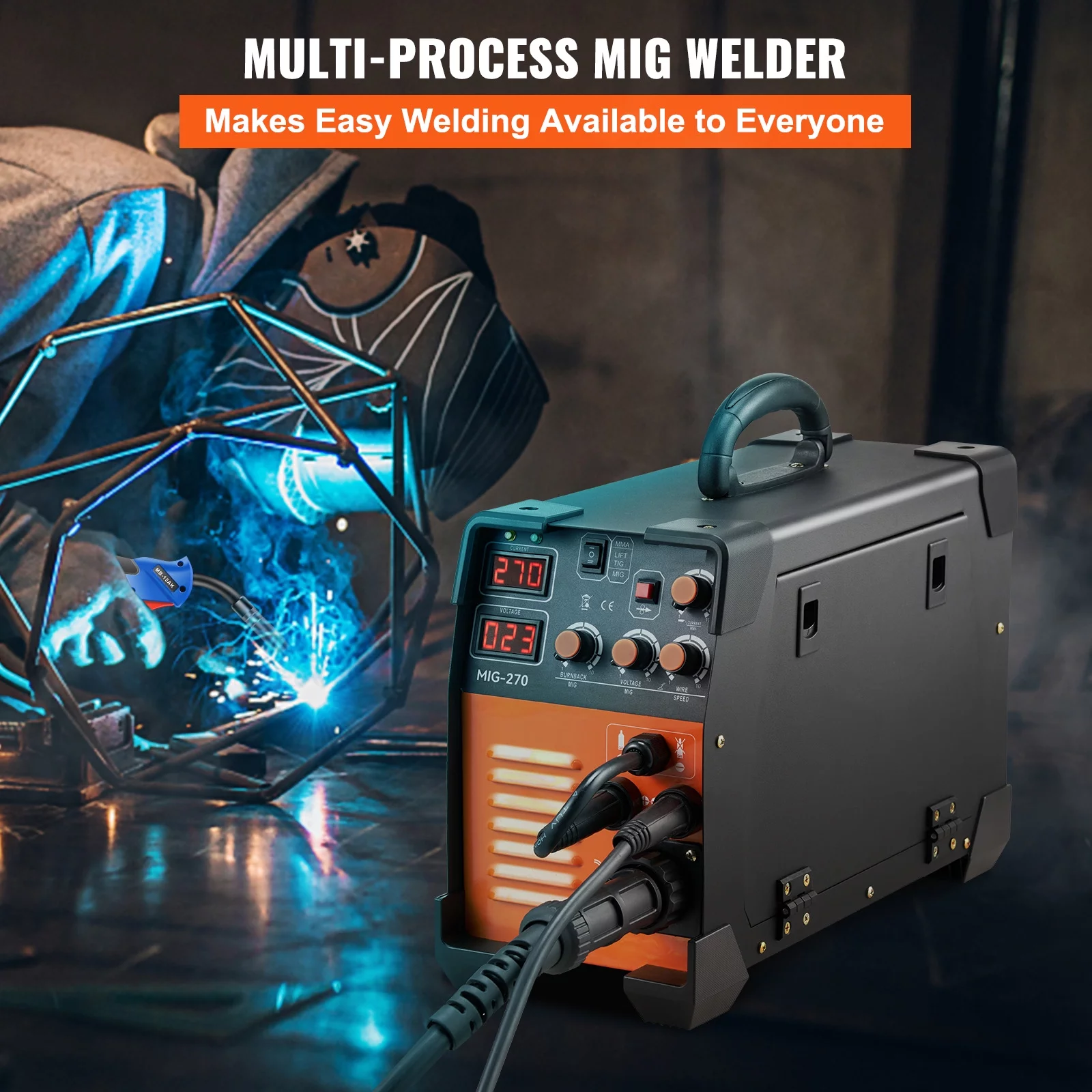 2026 BENTISM MIG Welder, 270A Welding Machine, 110V Flux Core MIG/TIG/MMA 3 in 1 Welder Machine, IGBT Inverter Portable Gasless Welder Equipment