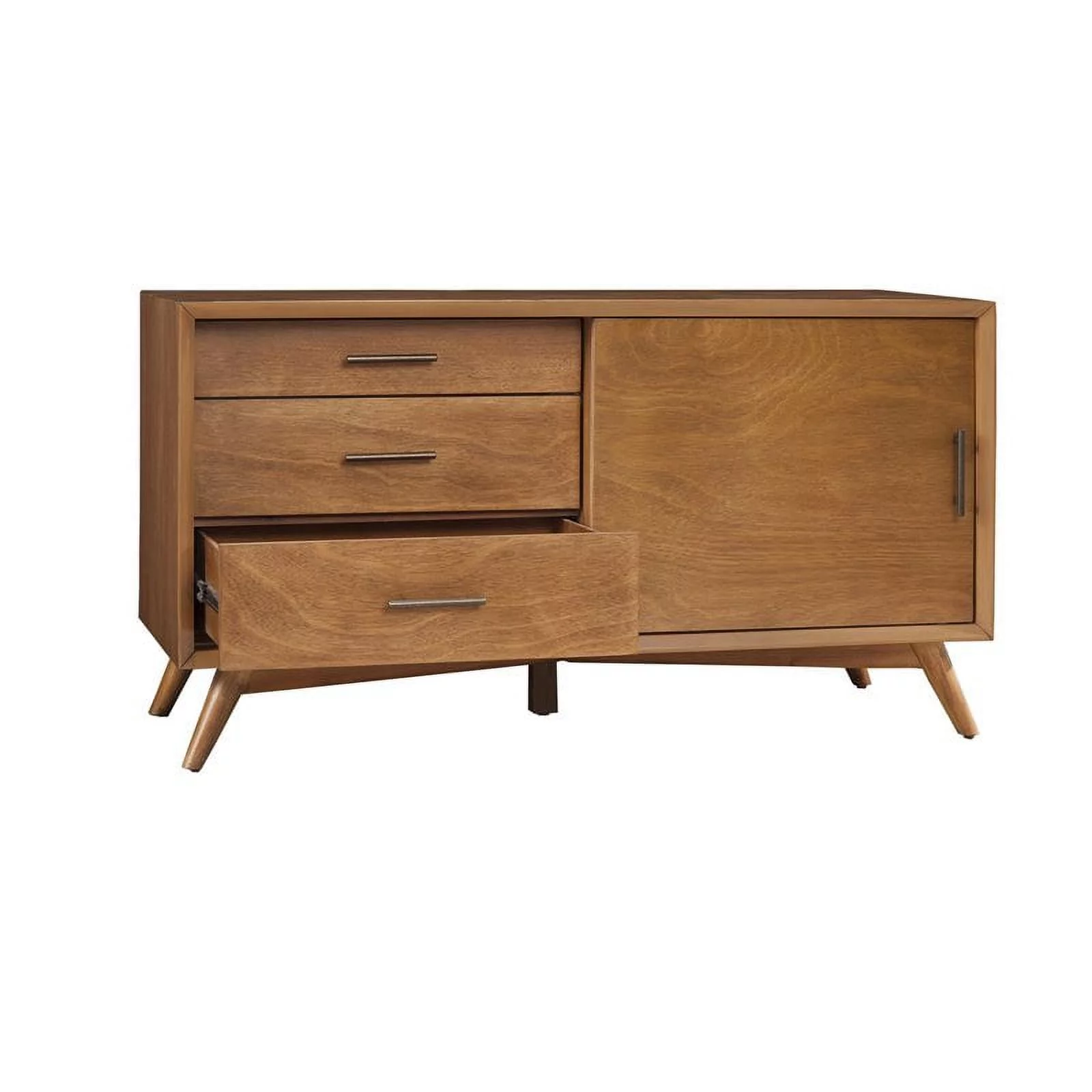 2026 Home Square 4 Piece Set with Small TV Console Full Wood Bed & Large Nightstand