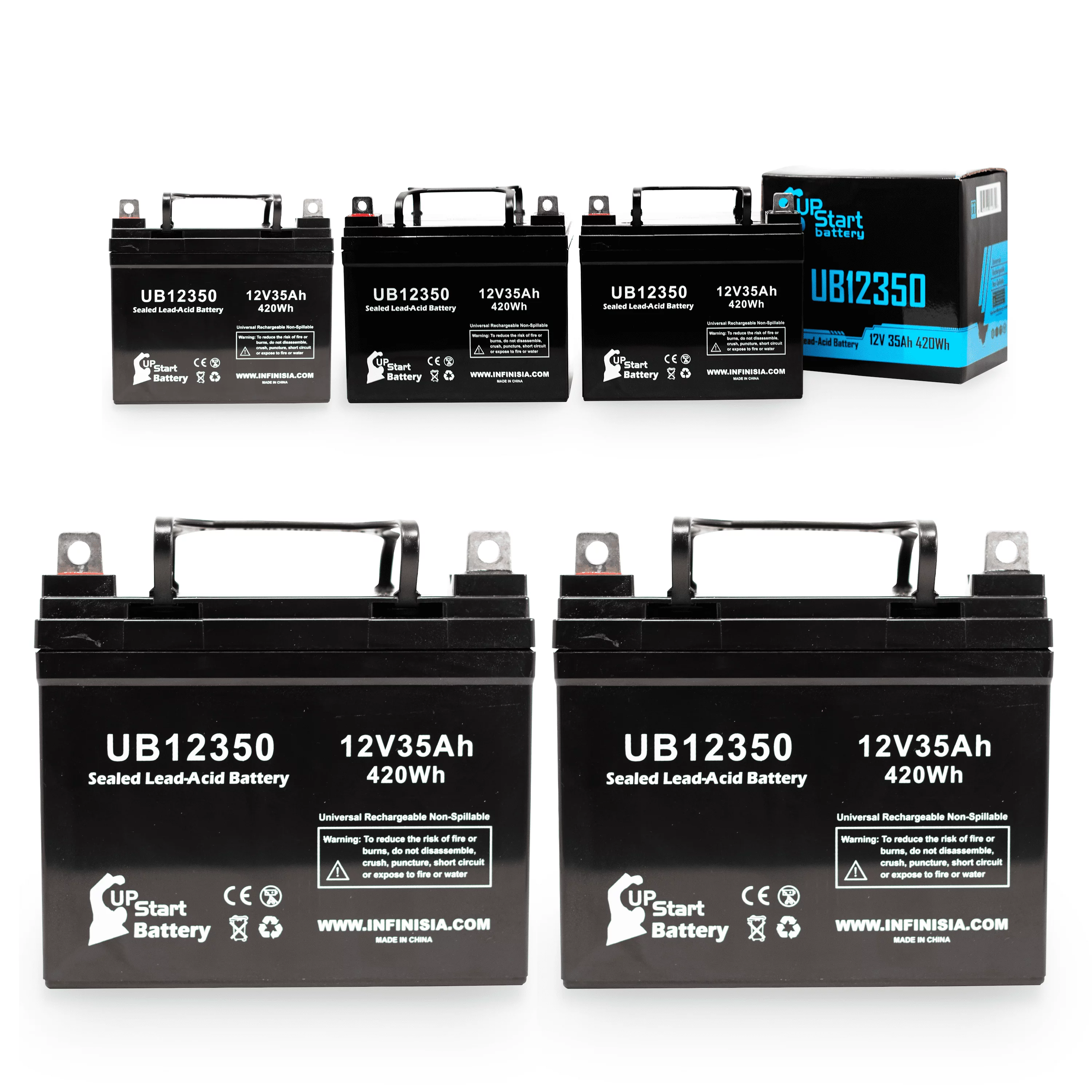 5x Pack - Compatible Imc Heartway Escape H Battery - Replacement UB12350 Universal Sealed Lead Acid Battery (12V, 35Ah, 35000mAh, L1 Terminal, AGM, SLA)