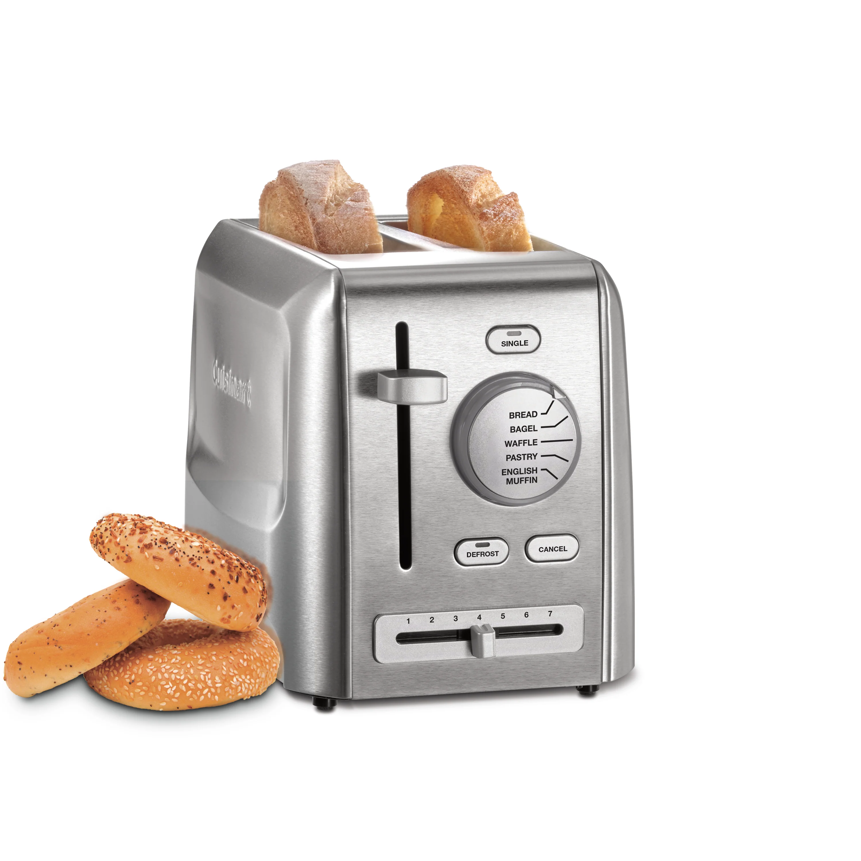 2026 Cuisinart 2-Slice Stainless Steel Toaster – 5 Toast Functions, 7 Shade Settings, Extra-Wide Slots