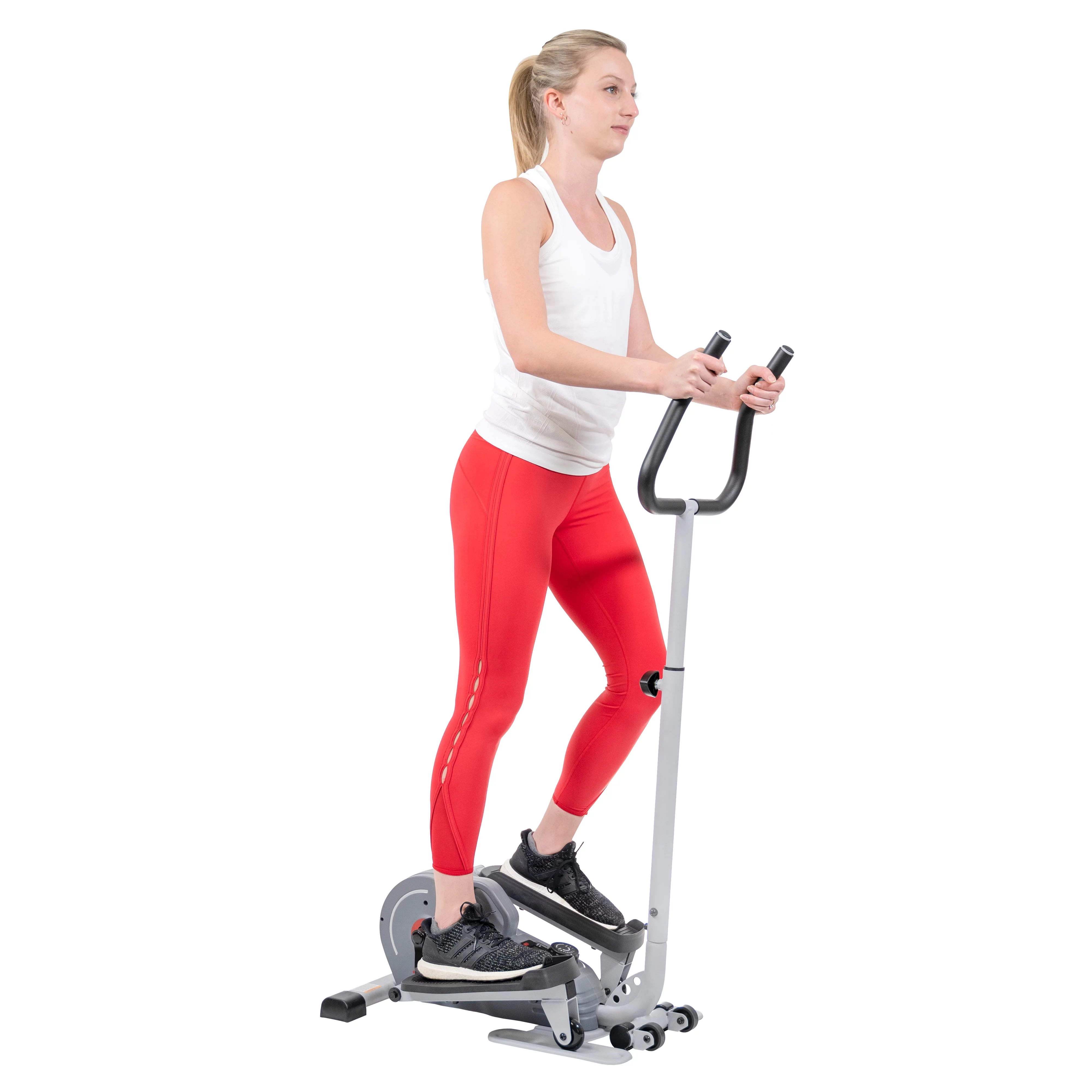2026 Sunny Health & Fitness Compact Magnetic Standing Elliptical Machine w/ Handlebars - Portable Workout Stepper for Home, SF-E3988
