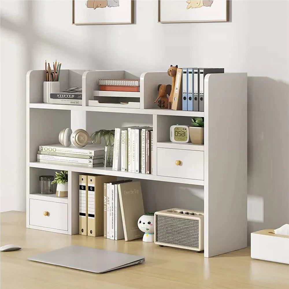 Desktop Storage Organizer Display Shelf Book Rack - Office Desk Bookshelf, Office Storage Shelf