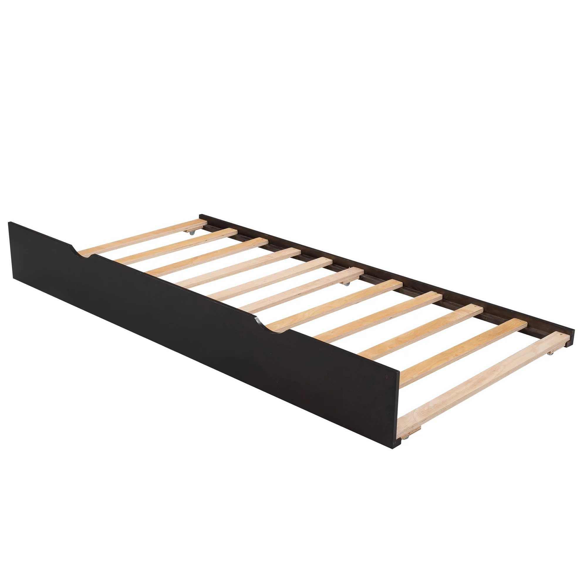 2026 Captain Wood Bed with Trundle and Drawers, Twin for Kids Bedroom, Brown