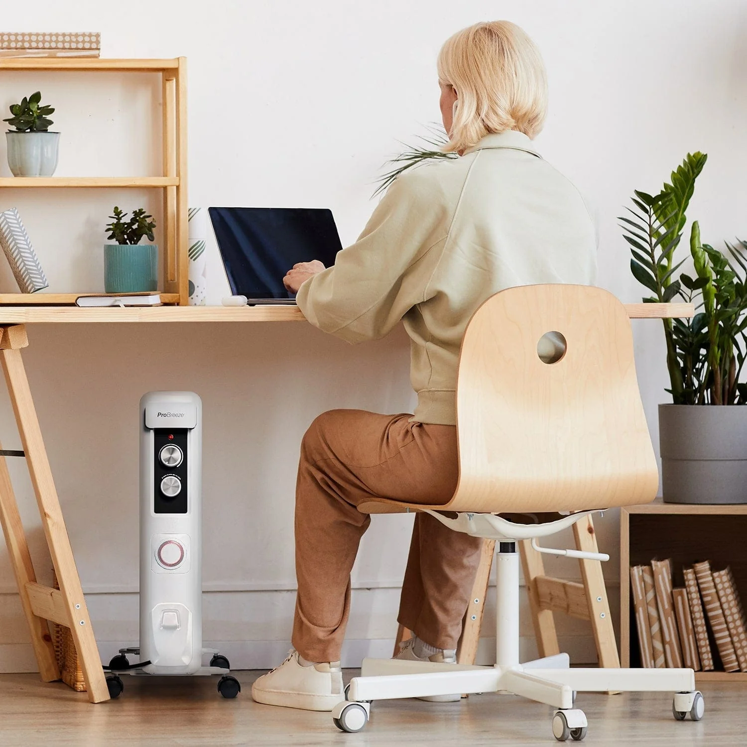 2026 2500W 11 Fins Oil Filled Radiator Heater with Thermostat Control - White