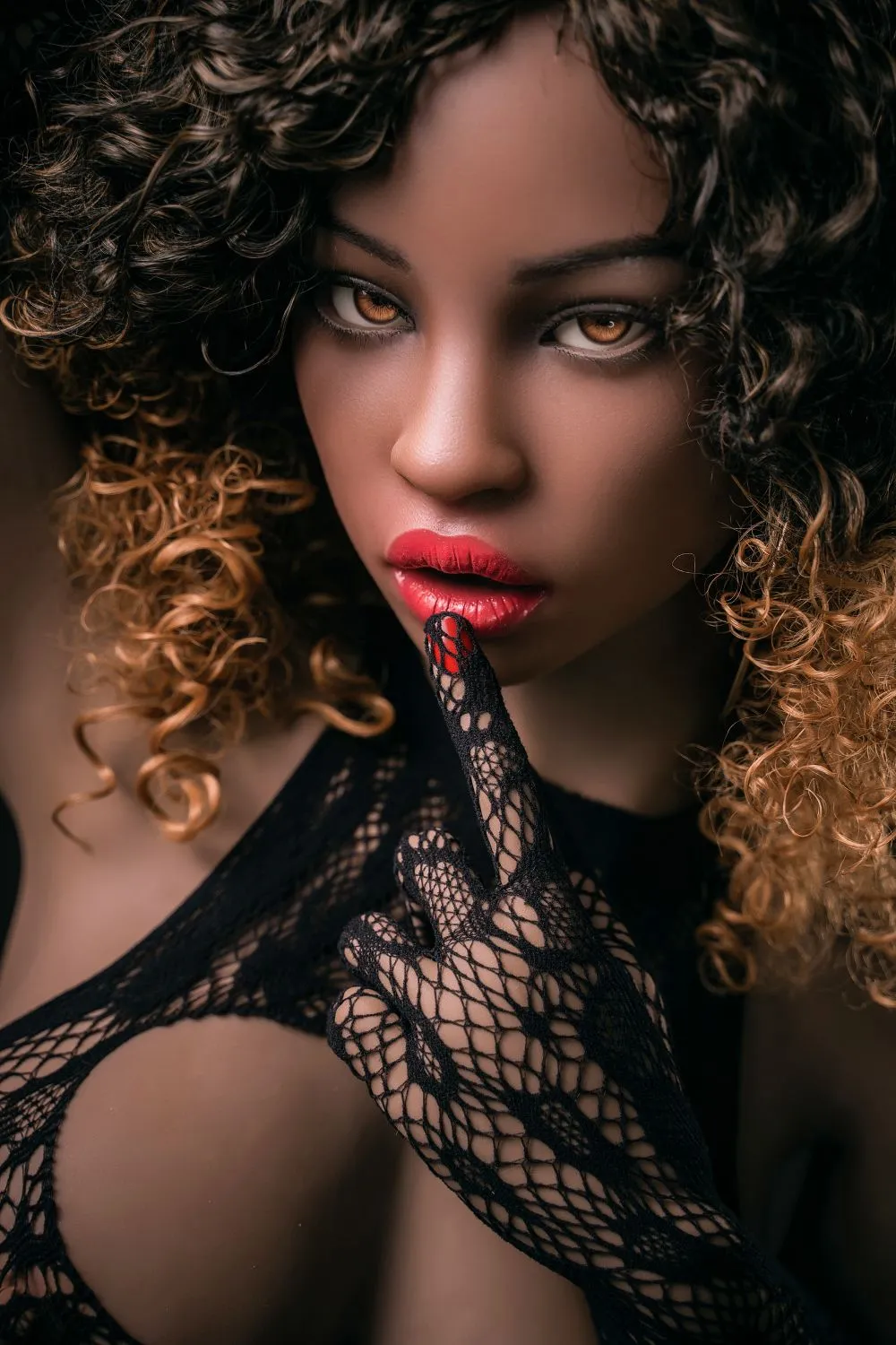 sex doll RC4.98ft /152cm  Silicone Head Black Sex Doll - Tinsle - R C