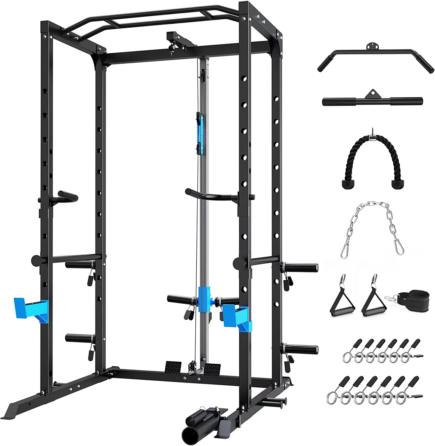 ULTRA FUEGO Power Cage, Multi-Functional Power Rack with J-Hooks, Dip Handles
