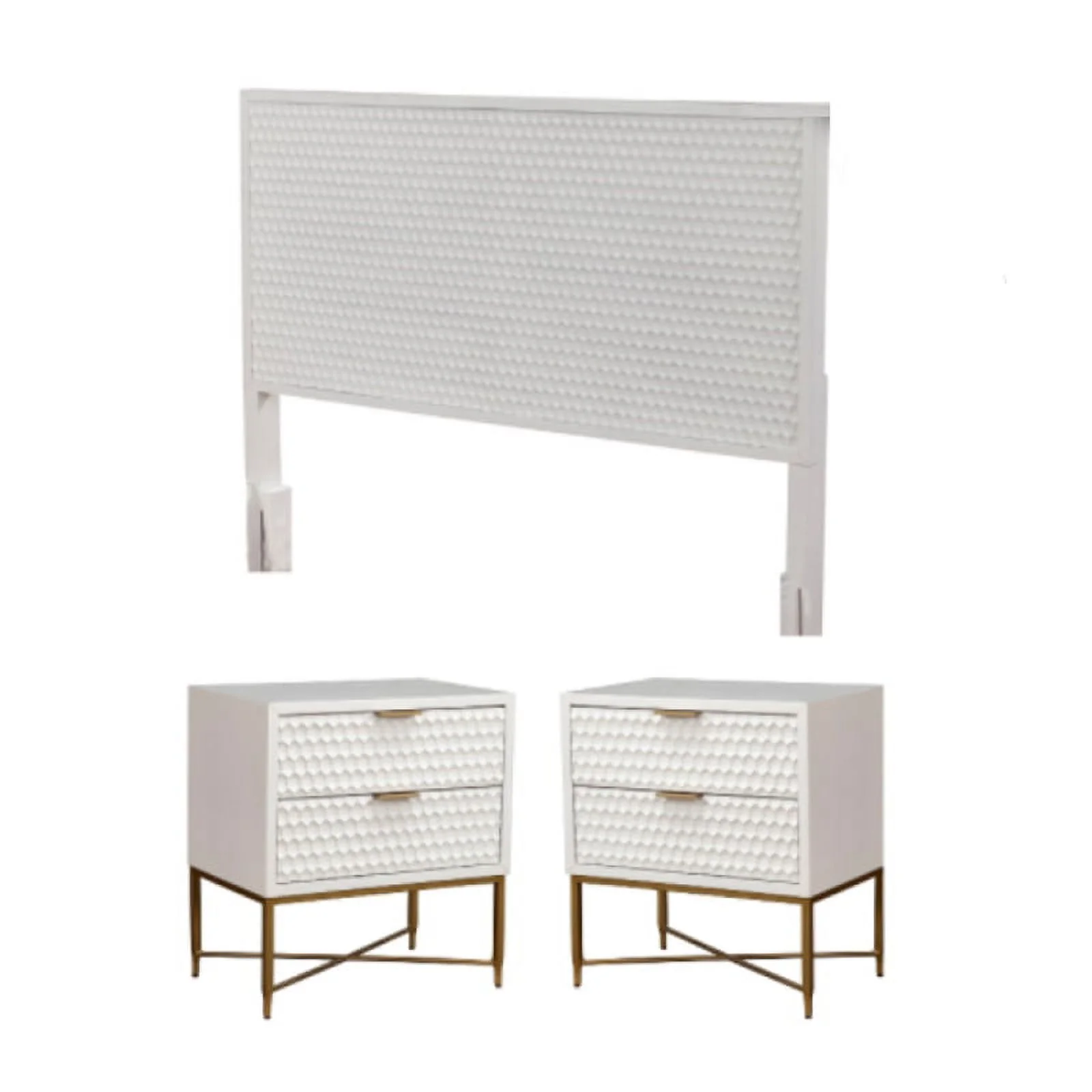 2026 Home Square 3 Piece Furniture Set with 2-Drawer Nightstand & Full Wood Headboard