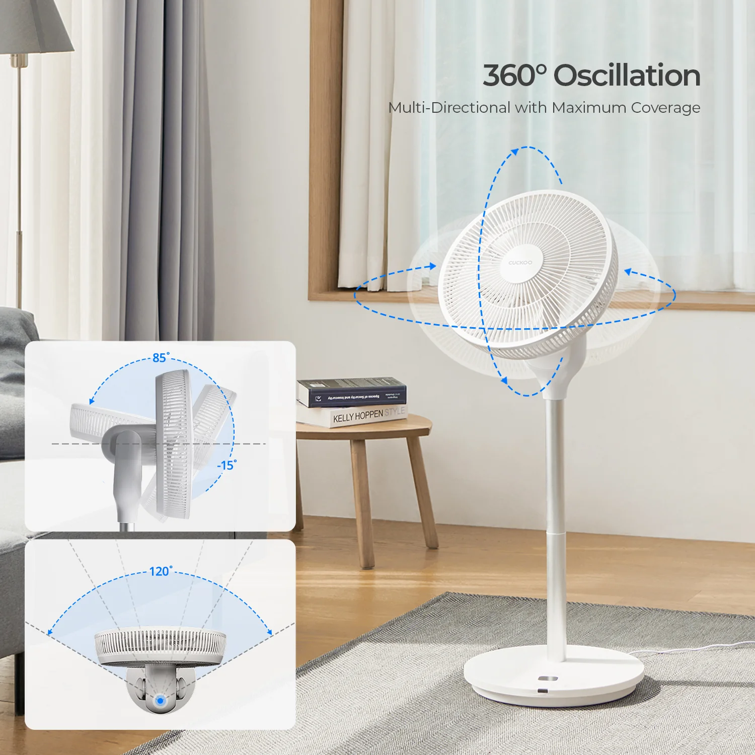 360° Rotation Air Circulator (CF-AC1410WH), Standing Fan with 12 Speeds