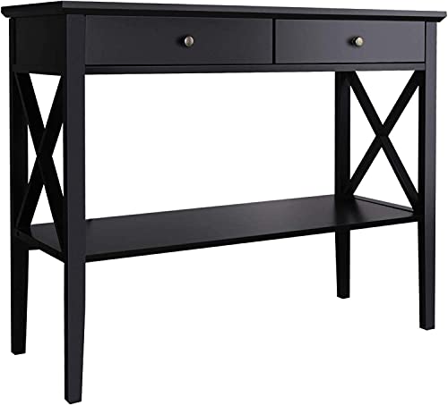 ChooChoo Console Table with Drawers, Narrow Wood Accent Sofa Table Entryway Table