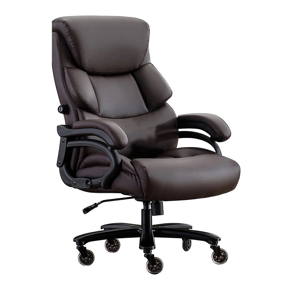 2026 Executive Office Chair Brown Leather Ergonomic Big and Tall Computer Chair