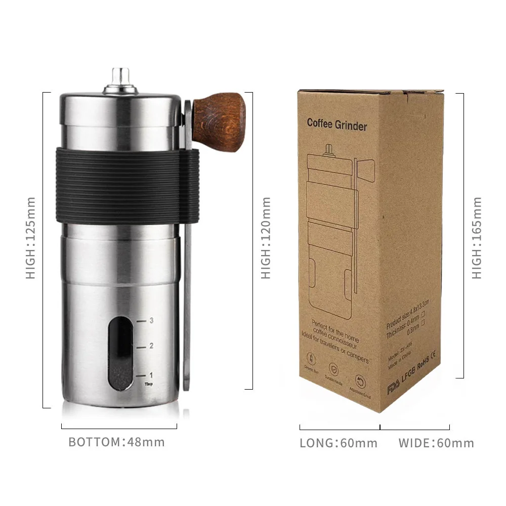 Portable Mini Manual Coffee Grinder Stainless Steel Washable Ceramic Core Coffee Beans Machine Home Grinders Coffee Accessories
