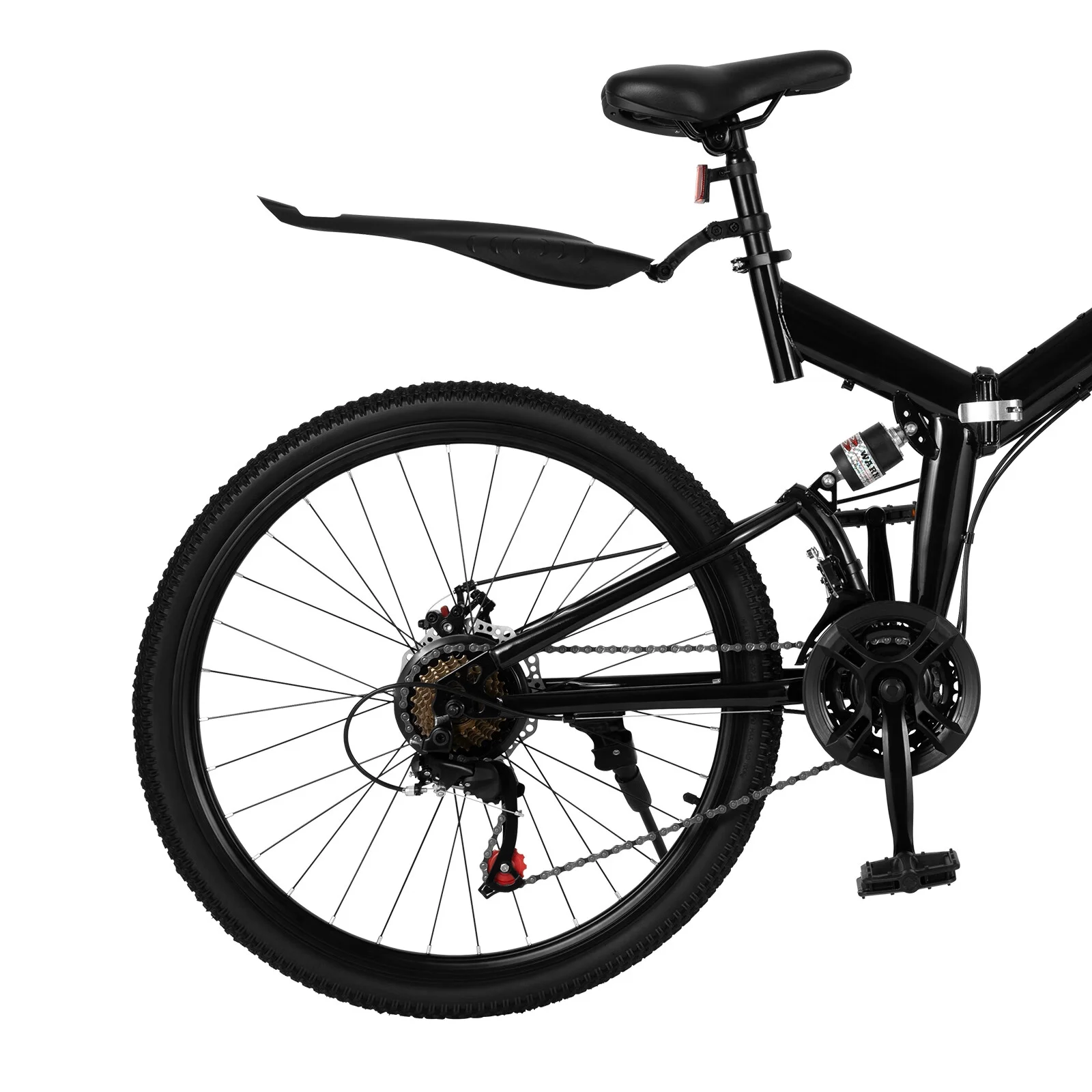 2026 Aiqidi 26 Inch 21 Speed Folding Mountain Bike Full Suspension Dual Disc Brakes Bicycle Unisex Adult Bicycle Black