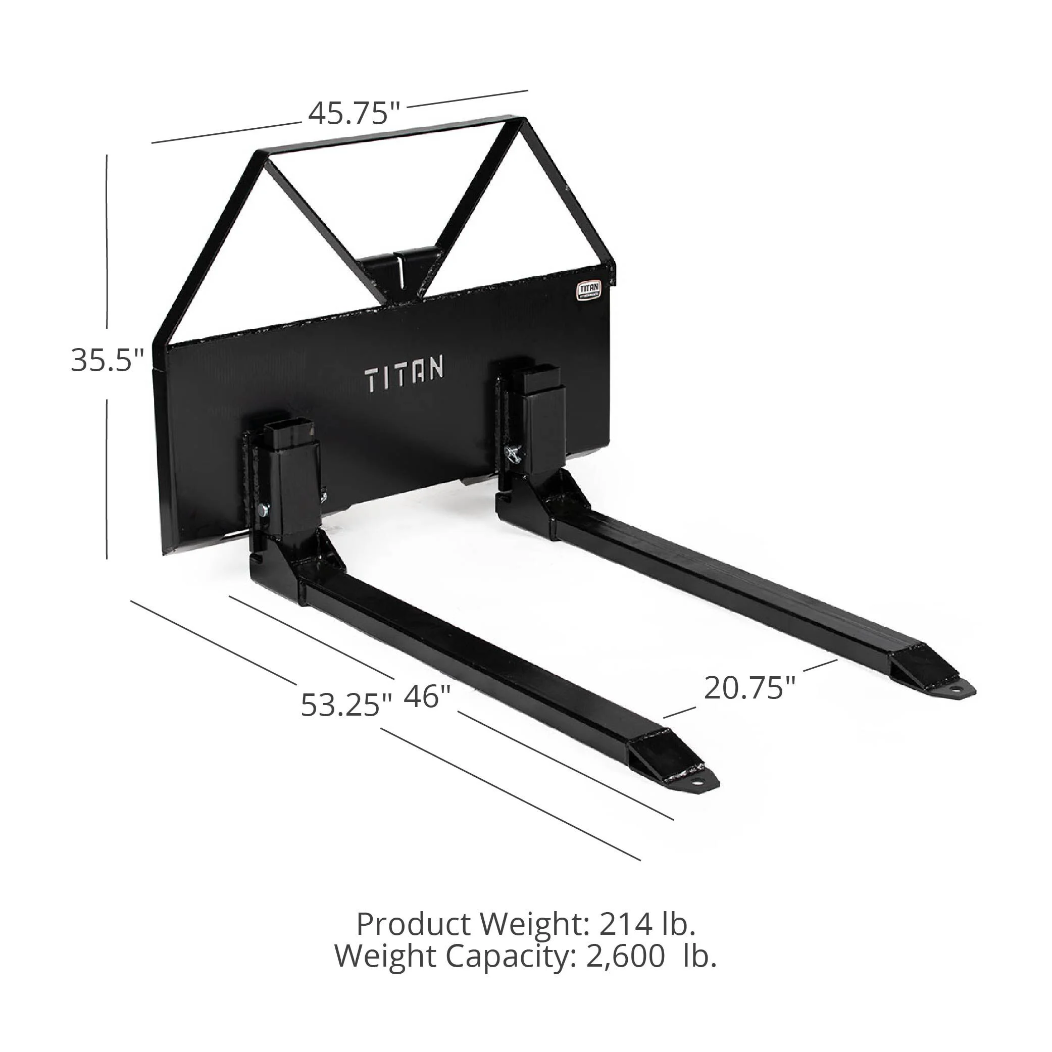 Titan Attachments Pin-On Pallet Fork Frame Attachment, 46