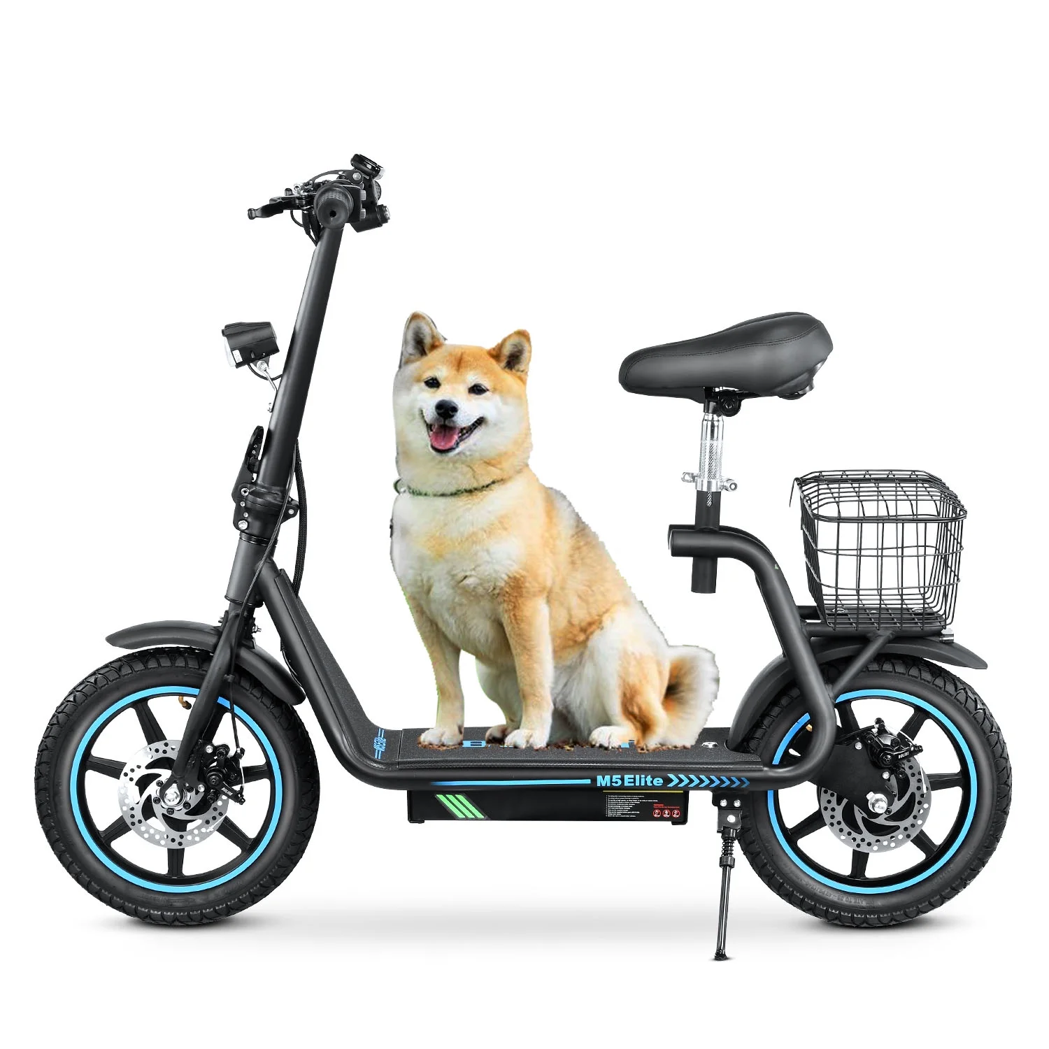 2026 BOGIST Electric Scooter for Adults with Seat, 500W Motor(Peak 800W), 25mph, 45km Range, 48V 13Ah, Electric Bicycle with Basket, BOGIST M5 Elite,Blue