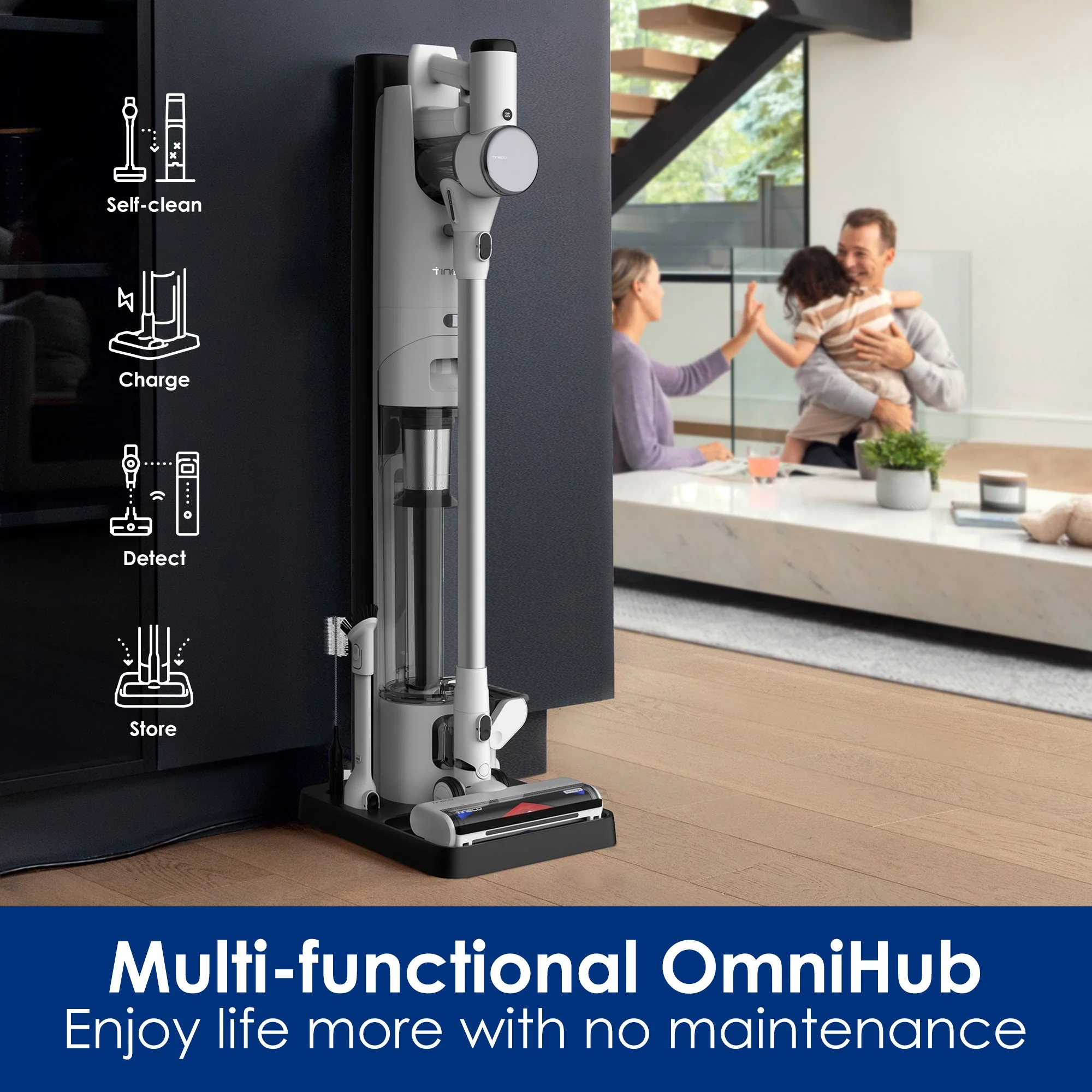 PURE ONE Station 4-in-1 Self-Cleaning Vacuum with 3L Eco Dustbin, ZeroTangle Brush & H13 HEPA Filtration