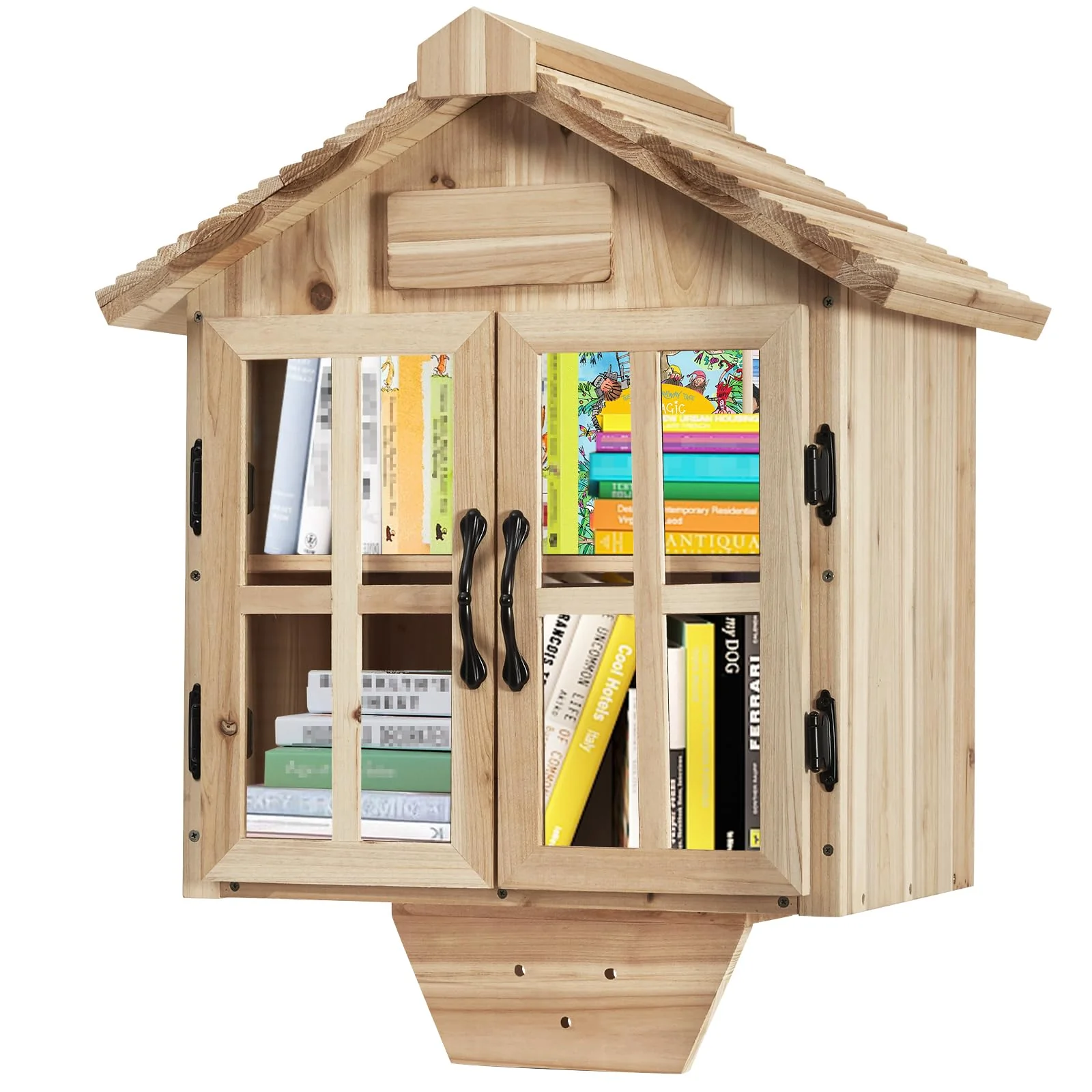 Outdoor Little Library Box Kit with Double Doors for Community Book Sharing