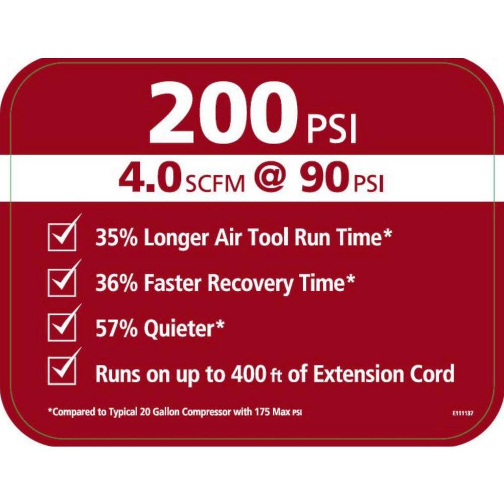 2026 Husky 20 Gal. 200 PSI Oil Free Portable Vertical Electric Air Compressor C202H