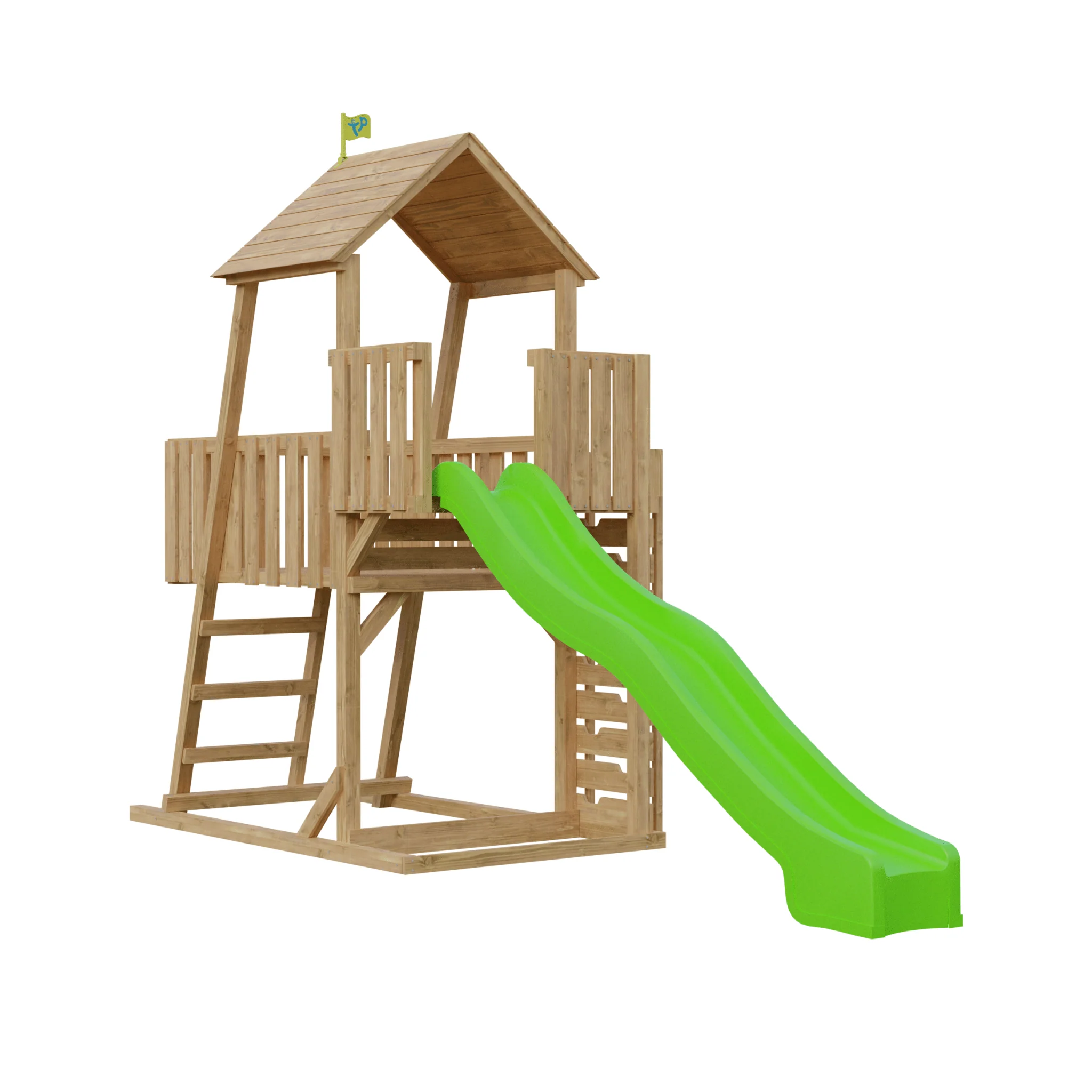 TP Kingswood Wooden Climbing Frame Tower & 3m Super Wavy Slide - FSC® certified