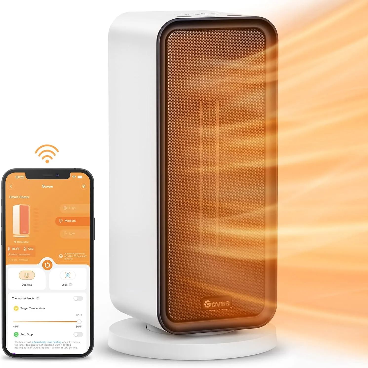 2025 Govee Electric 1500W Smart Space Heater with Thermostat WiFi Bluetooth App Control