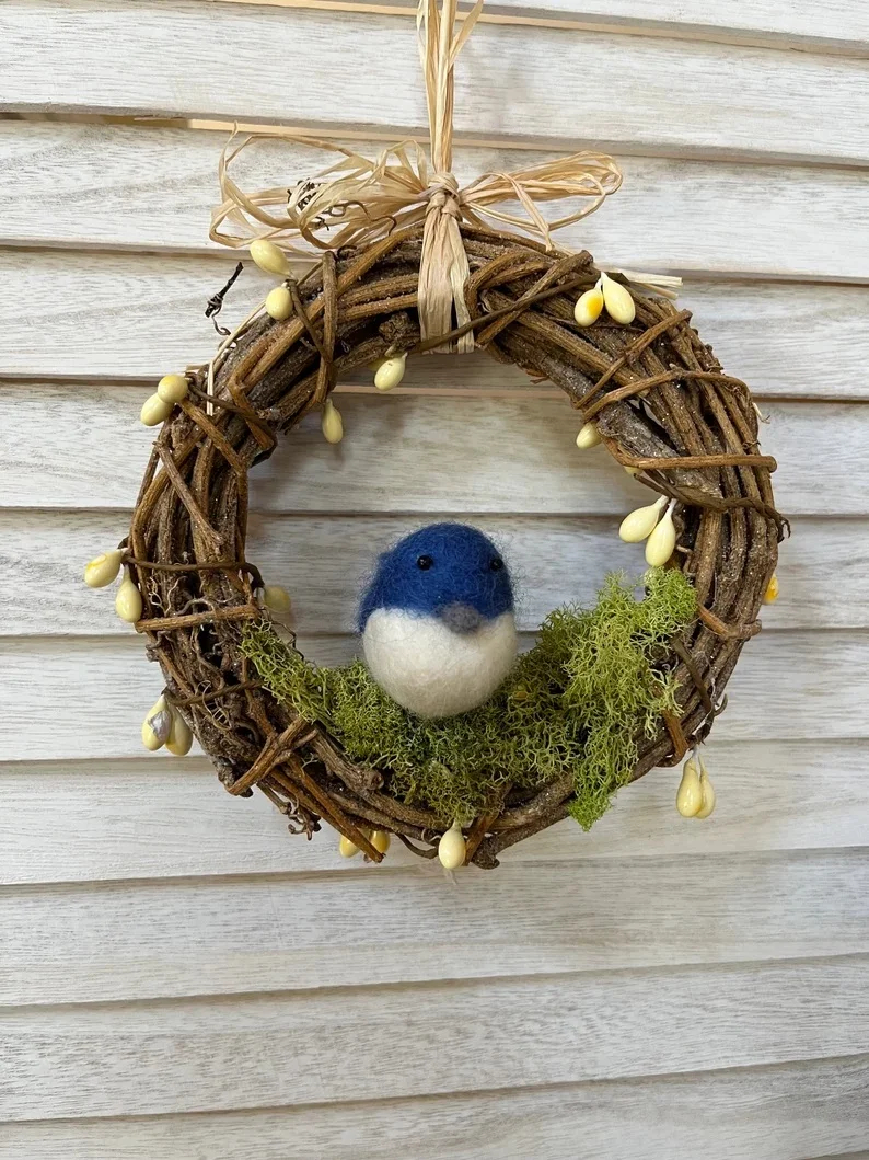 Mini Bluebird Wreath-Bird Lovers Gift🐦