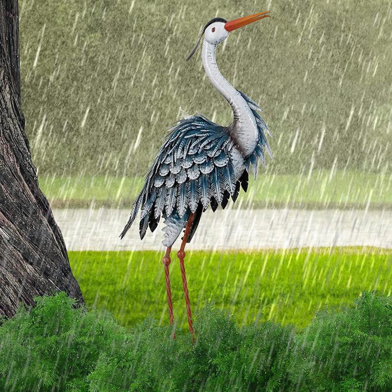 Blue Heron Crane Metal Garden Décor