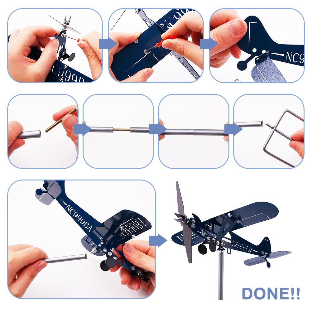 Metal Airplane Weathervane 3D Piper J3 Cub Wind Spinner Best Gift