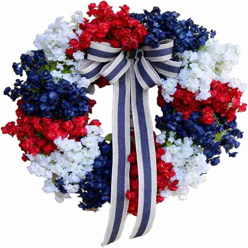 Poly Burlap American Flag Wreath