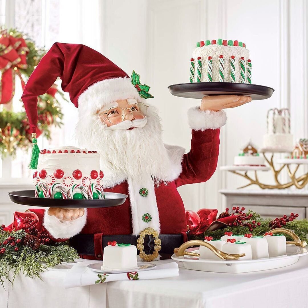 Santa Snack Stand Holiday Party Decoration Fruit Plate Snack Stand Cake Display Stand Pastry Plate Serving Tray