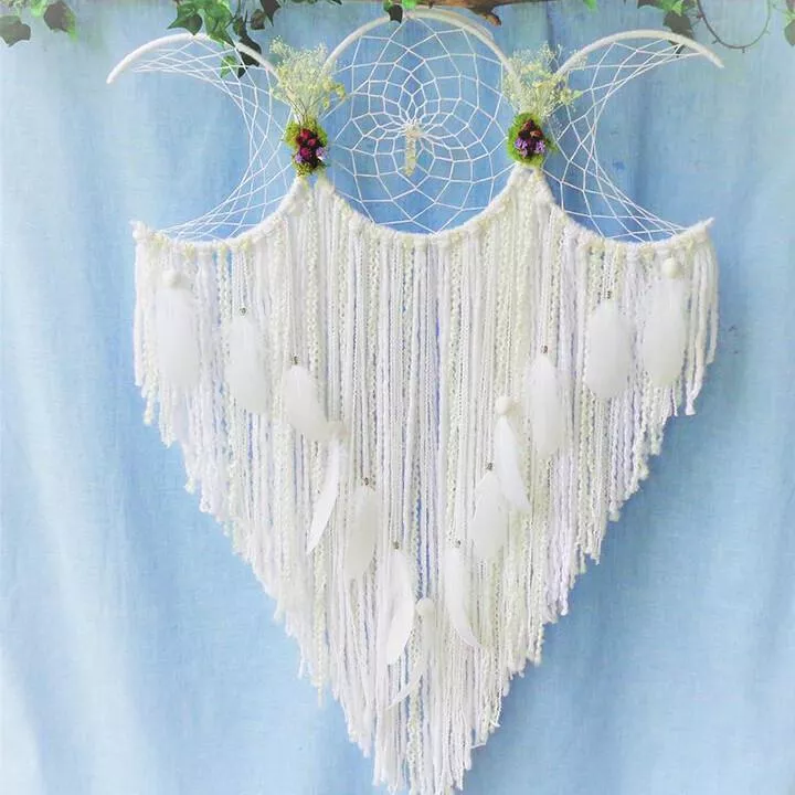 Handmade Multicolor Triple Moon Dream Catcher-A gift of love and healing(clearing negative energy).