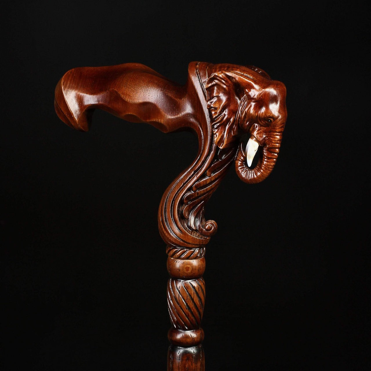 Elephant Cane Wooden Walking Stick Ergonomic Handle