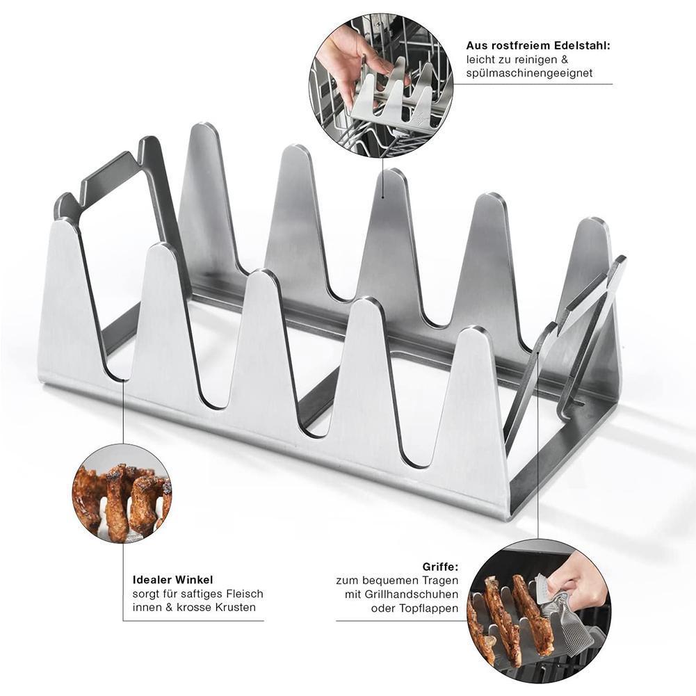 Bbq Rescher Bavarian Rescher Grill Rack, Robust Stainless Steel, Ideal Angle For Meat, Easy Indirect Grilling