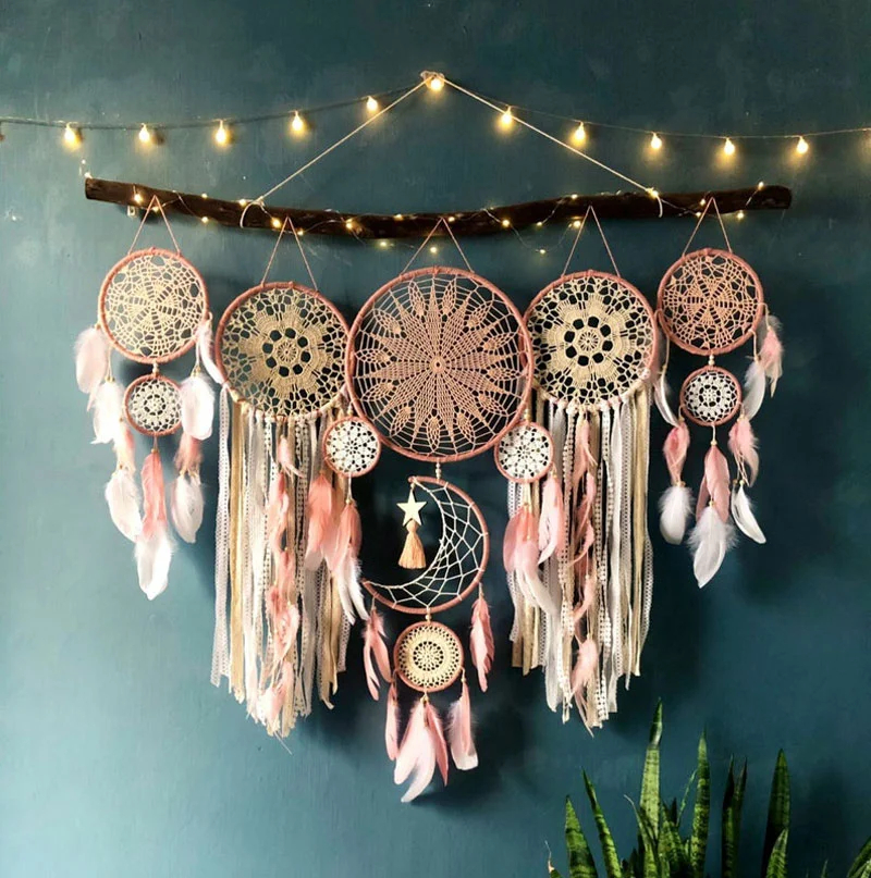 Dreamcatcher Moon And Stars Hanging Over The Bed